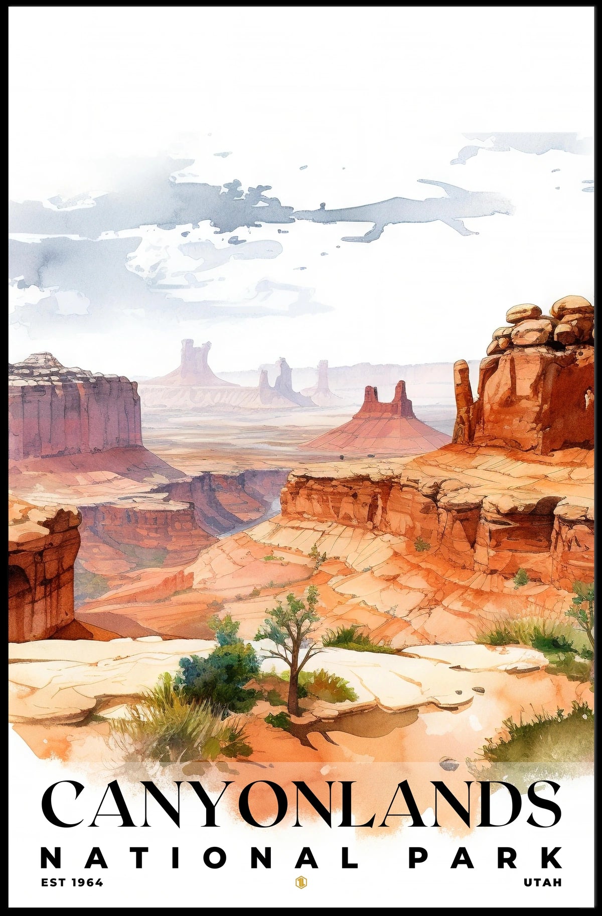 Canyonlands Watercolor Wall Art Poster