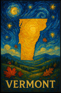 Vibrant Vermont Silhouette Art Print: Abstract or Artistic Poster