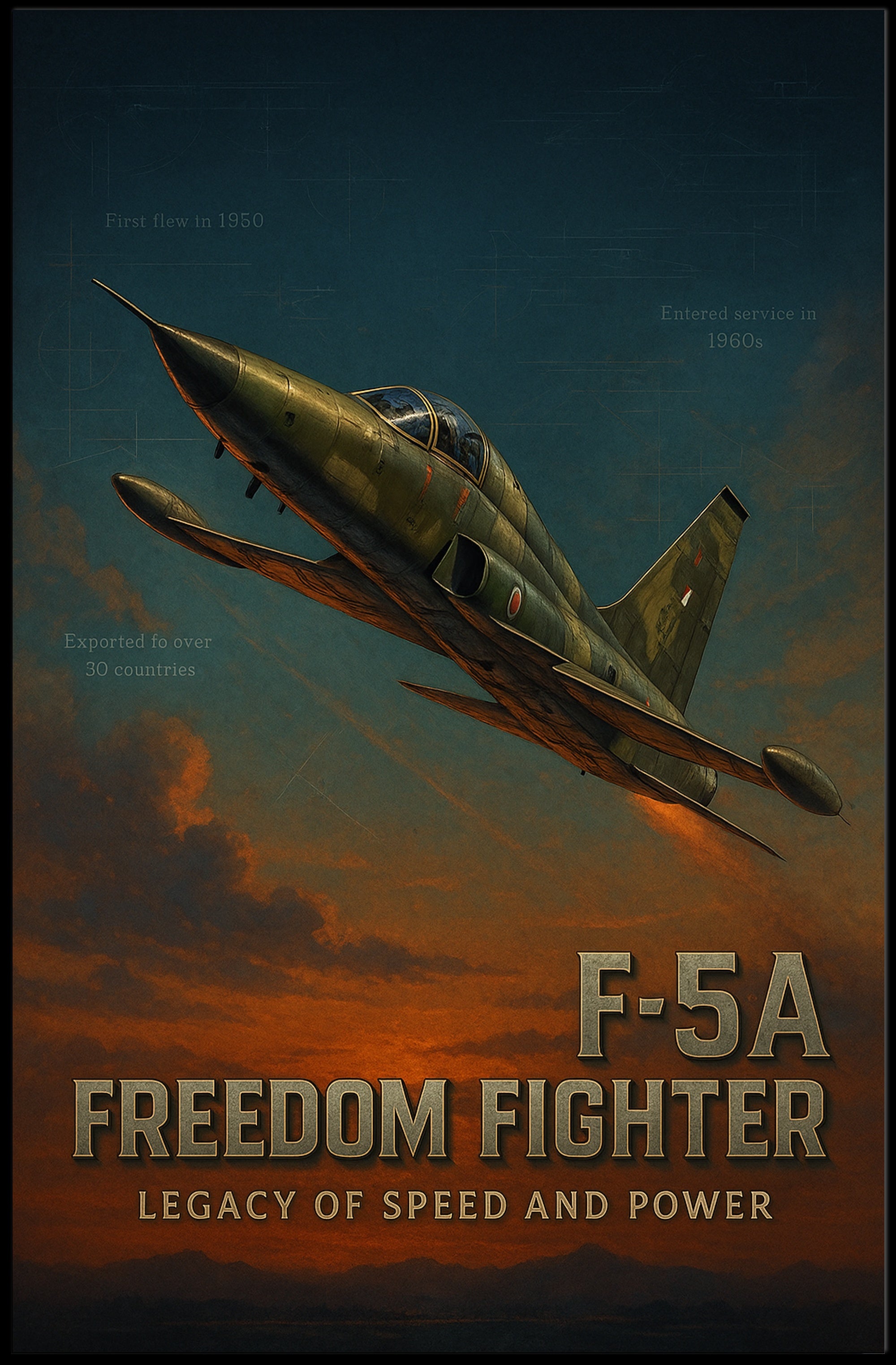F-5A Freedom Fighter Aviation History Military Recruitment Poster