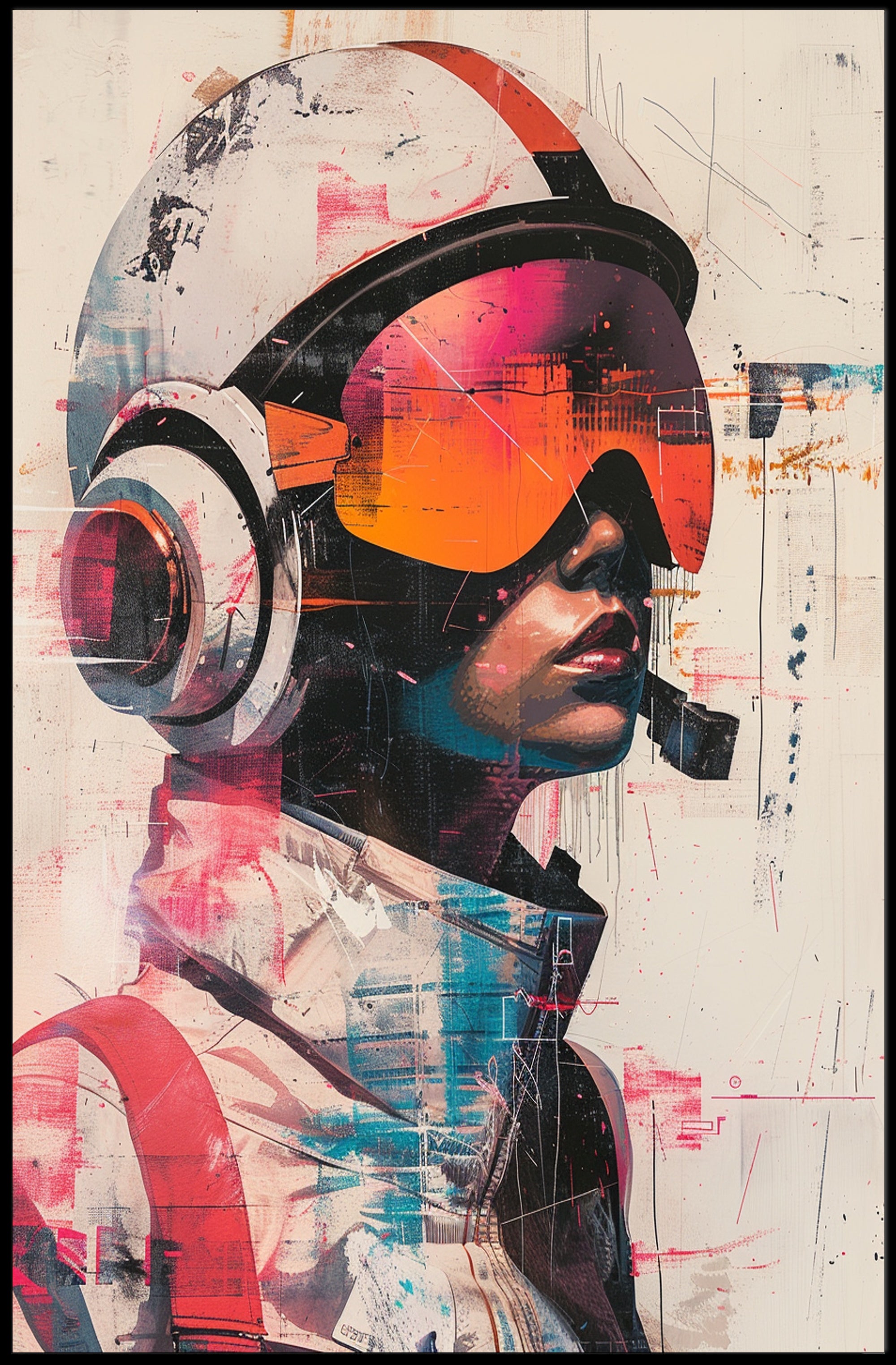 Futuristic Aviator Art Print Poster for Home Decor and Wall Art PosterGoat