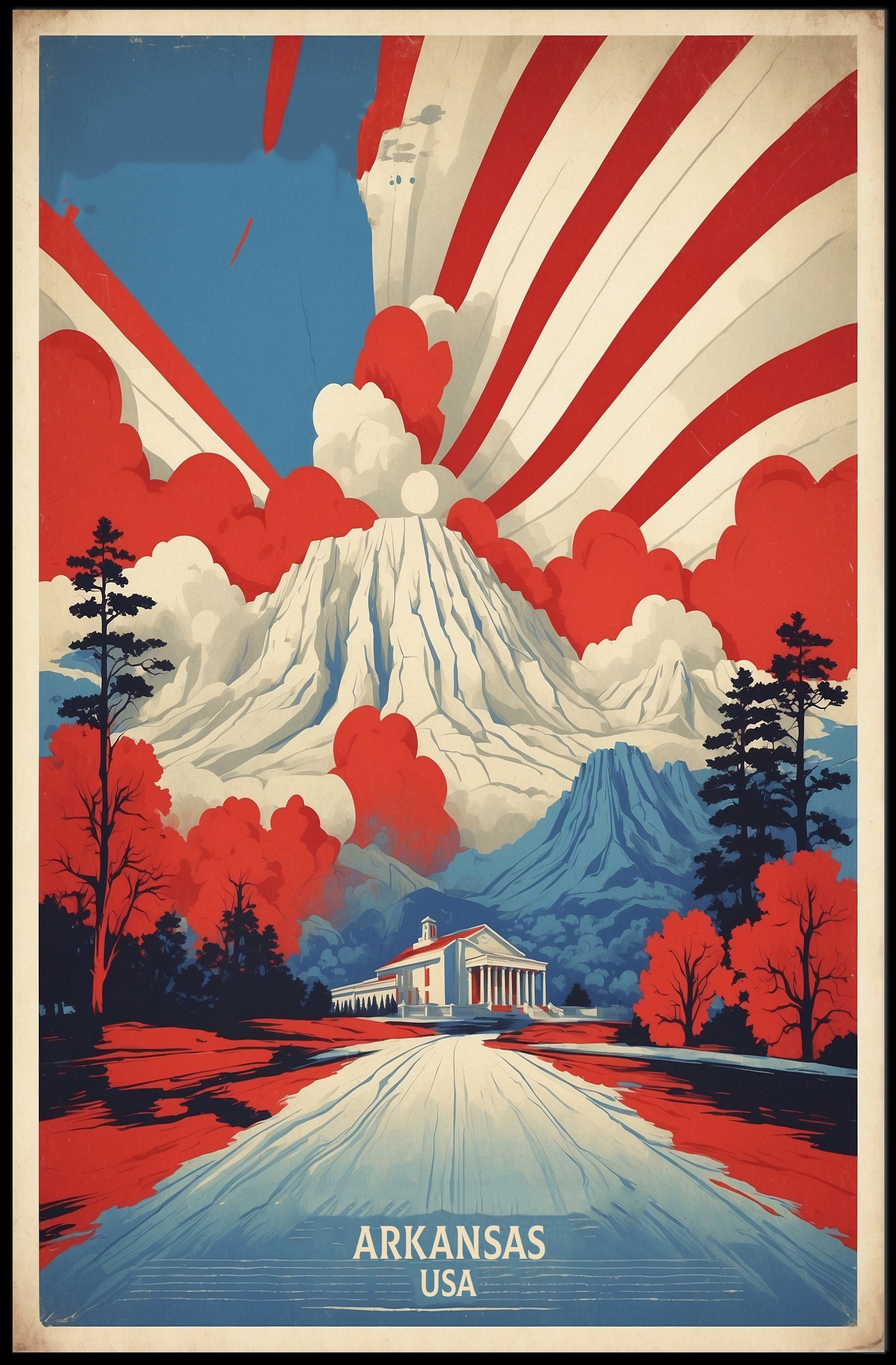 Arkansas Nature Landmarks Vintage Travel Poster