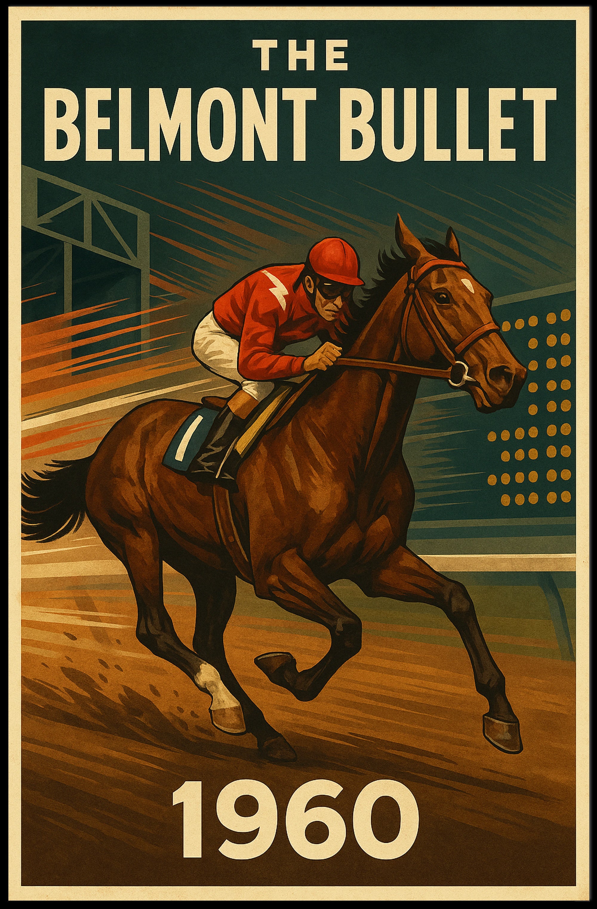 Vintage Horse Racing Thrills 1960s Sports Poster