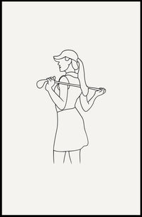 Minimalist Woman Golf Line Drawing Sports Poster