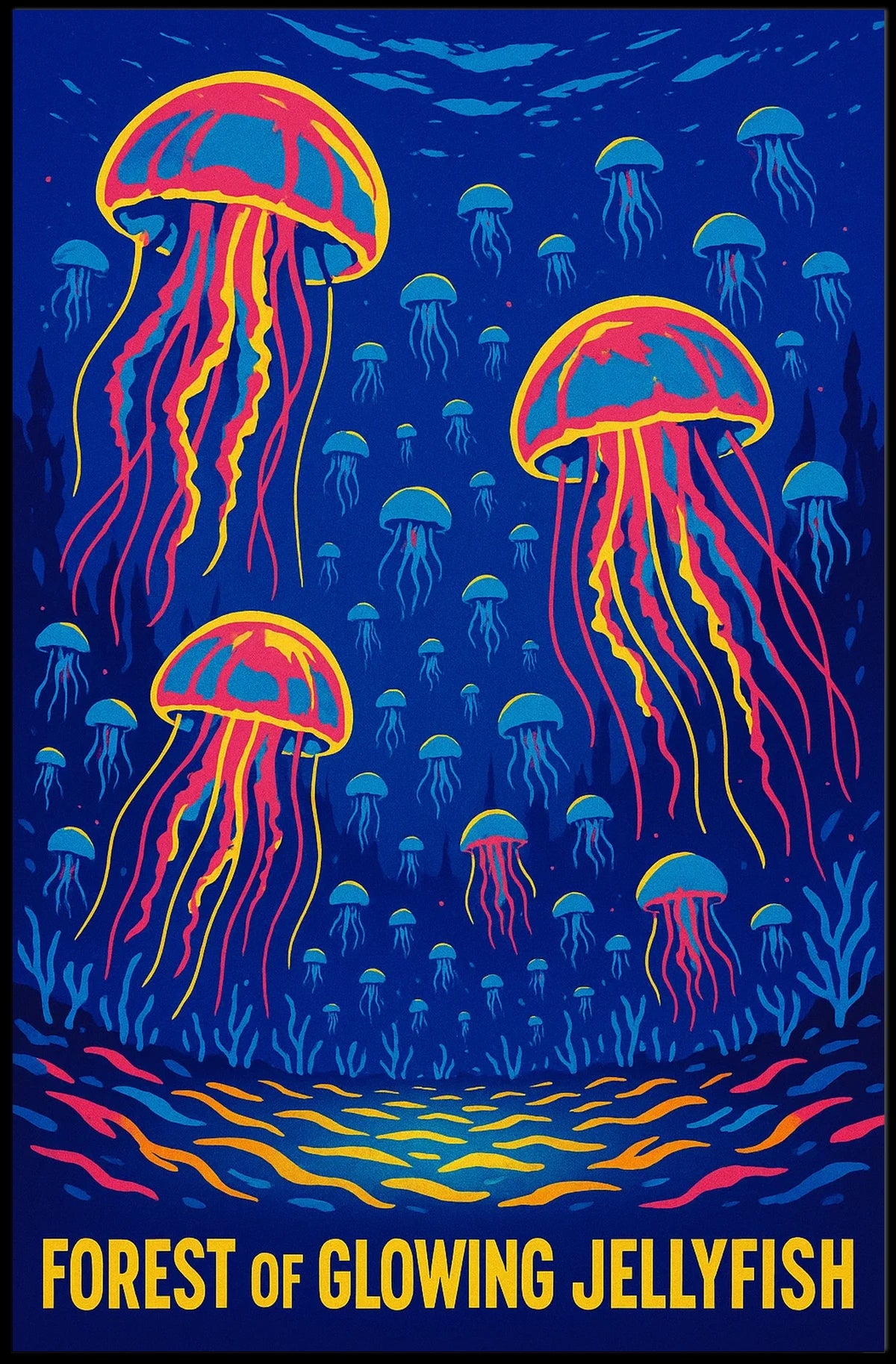 Forest of Glowing Jellyfish Poster