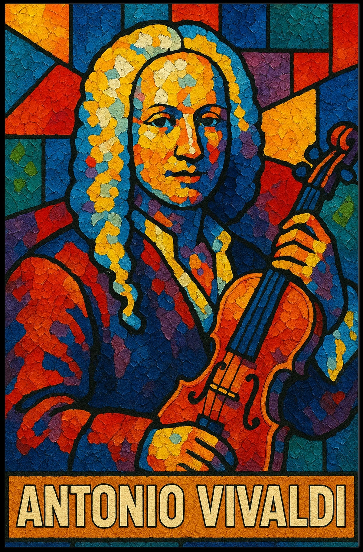 Antonio Vivaldi The Maestro In Stained Poster