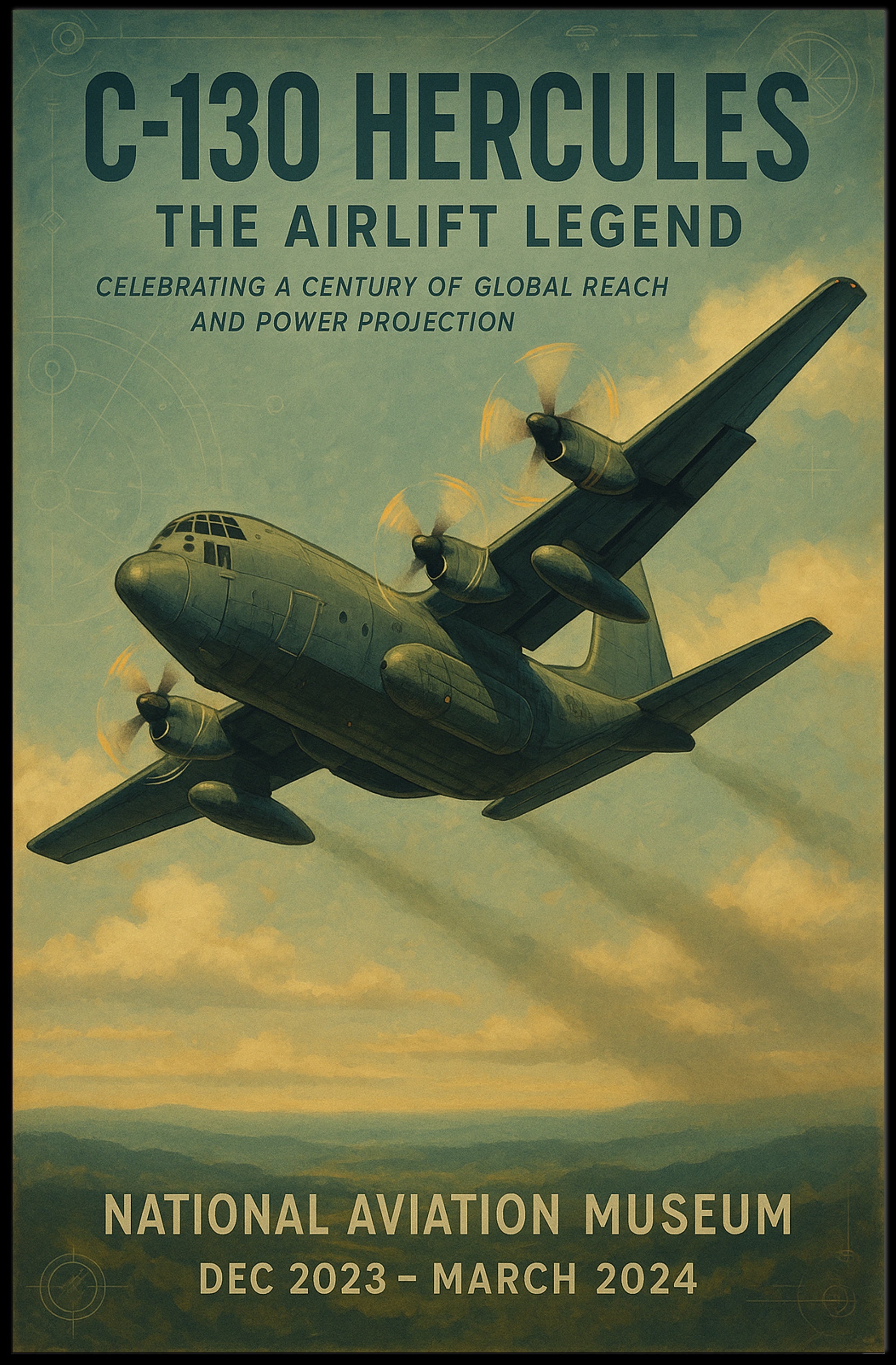 C-130 Hercules Airlift Legend Poster PosterGoat