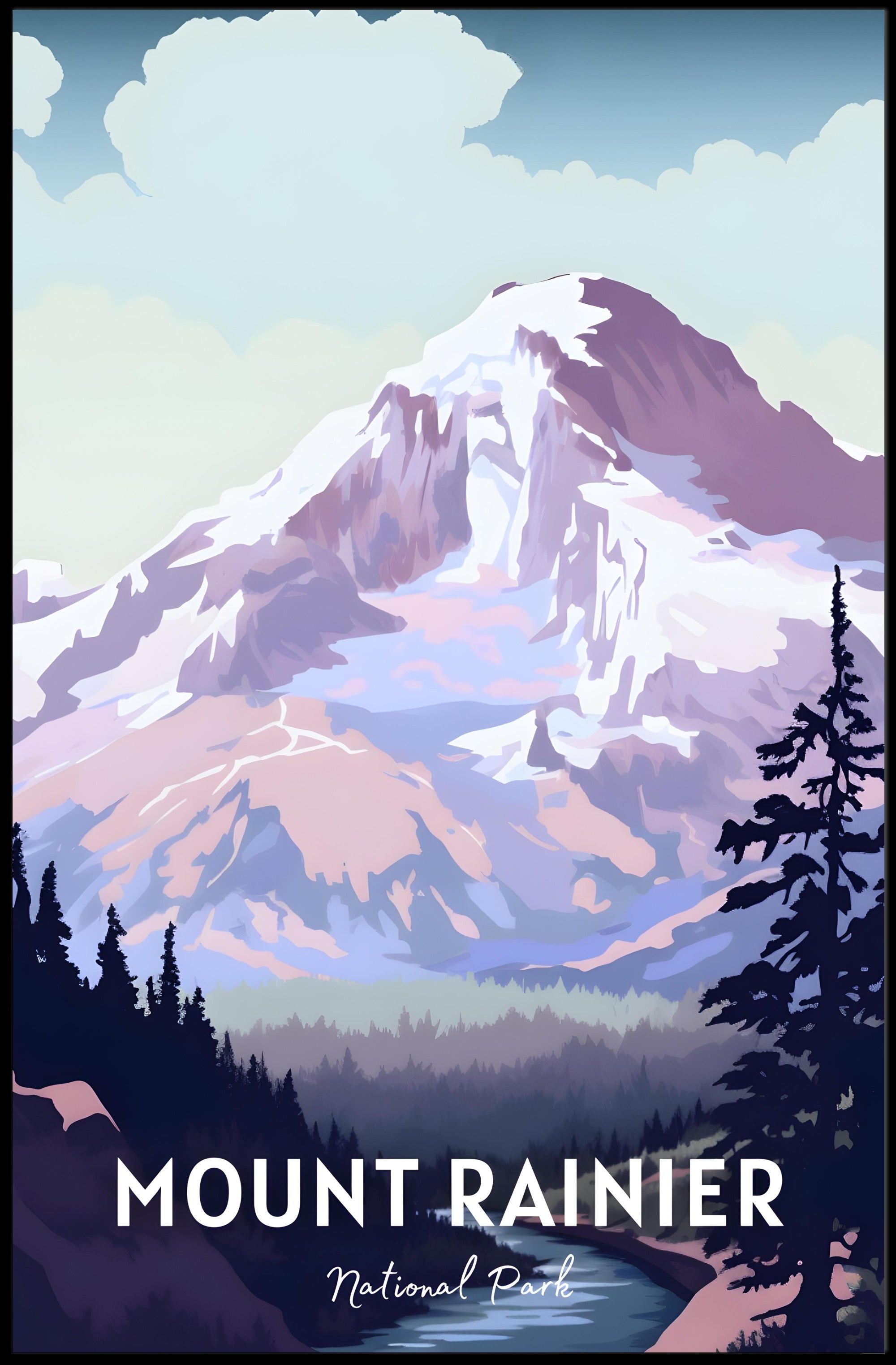 Mount Rainier Vintage Travel Poster Wall Art