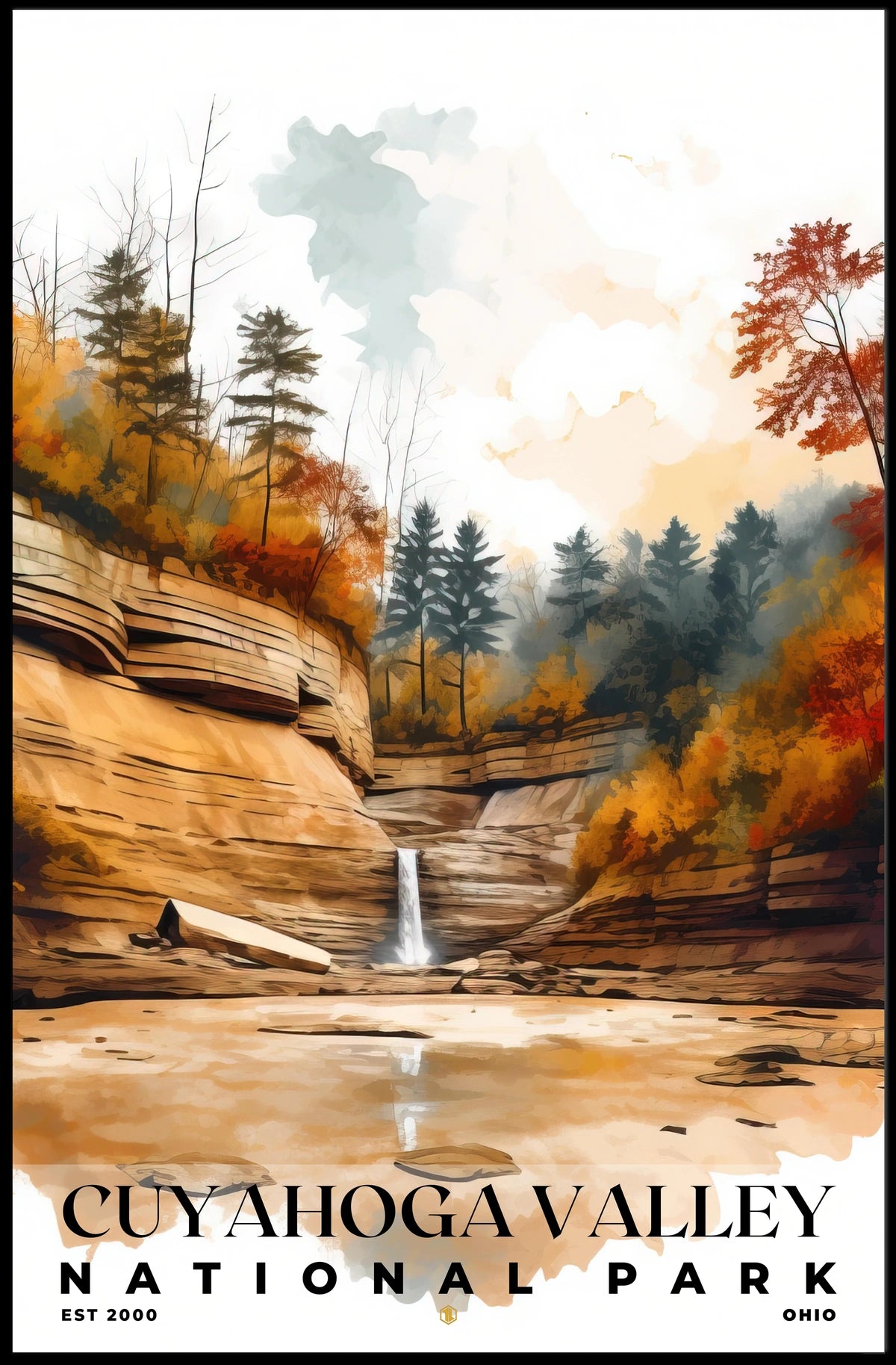 Cuyahoga Valley Watercolor Wall Art Poster