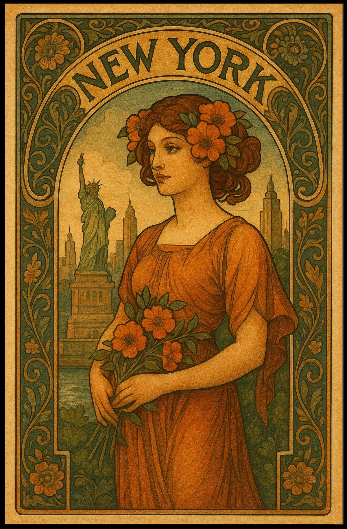 New York Art Nouveau Poster