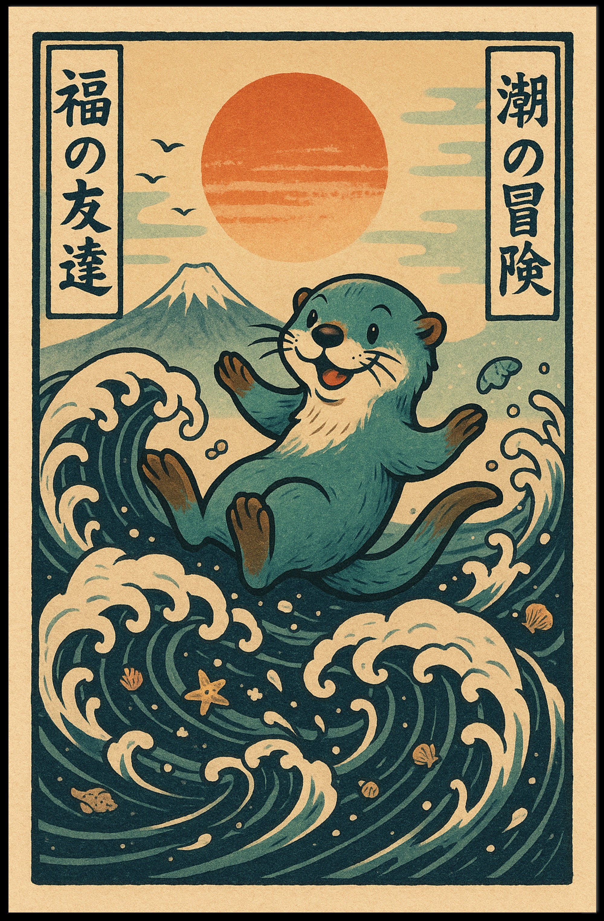Otters Ocean Adventure Poster PosterGoat