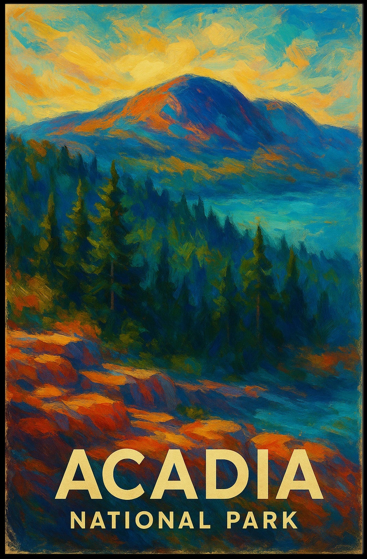 Acadia National Park Poster Coastal Granite Coastline