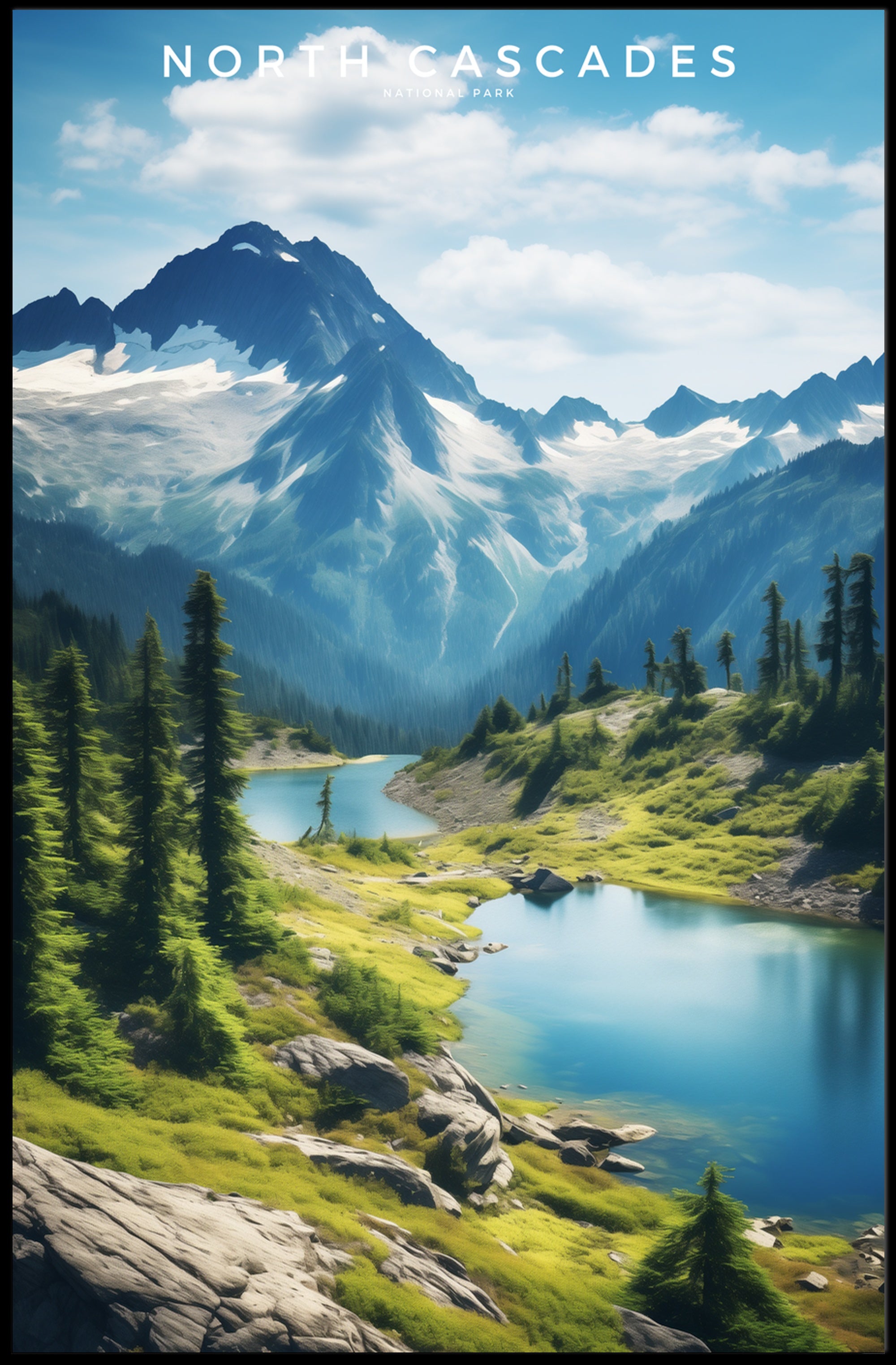 North Cascades Majestic Travel Poster Print