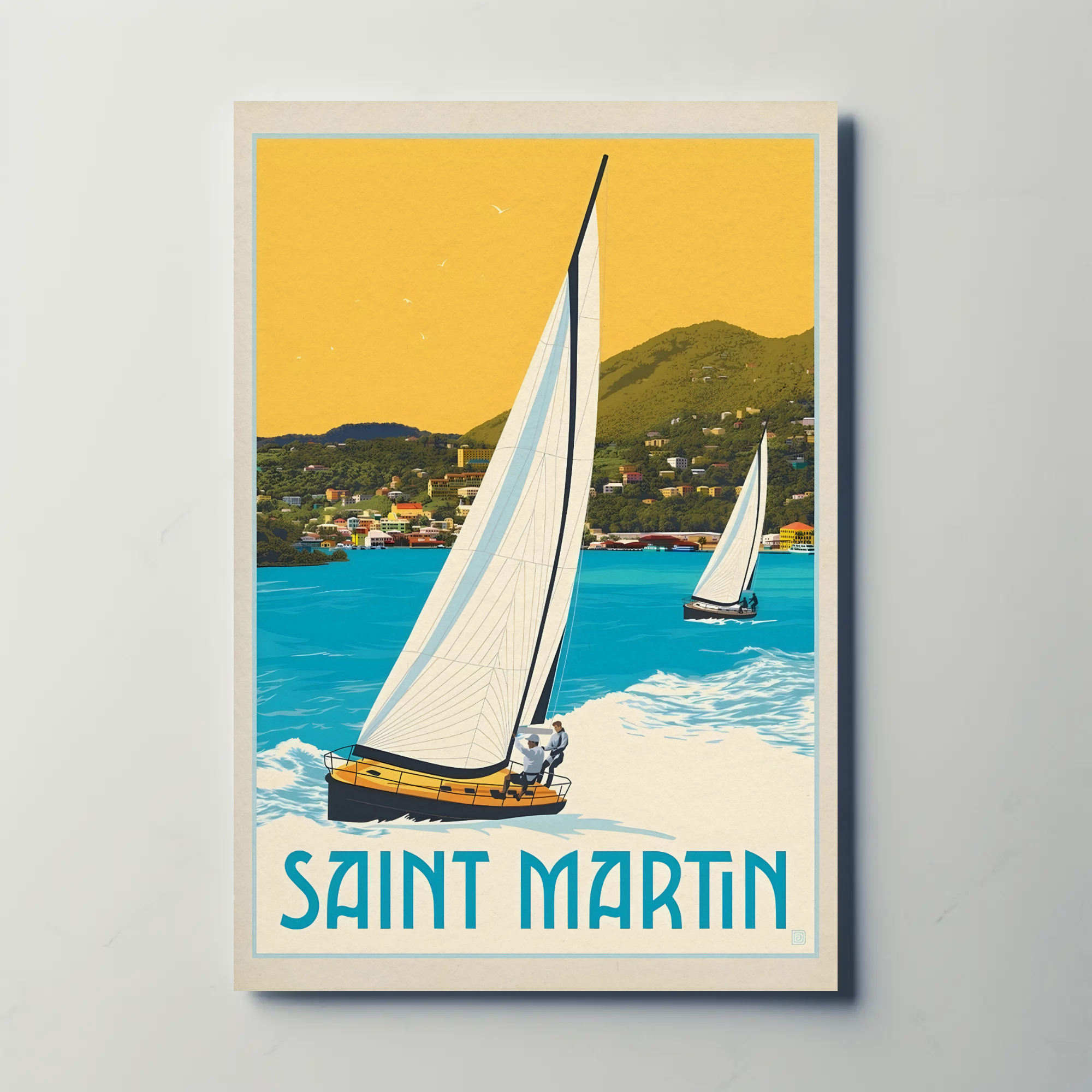 Saint Martin Caribbean Nautical Adventure Travel Poster