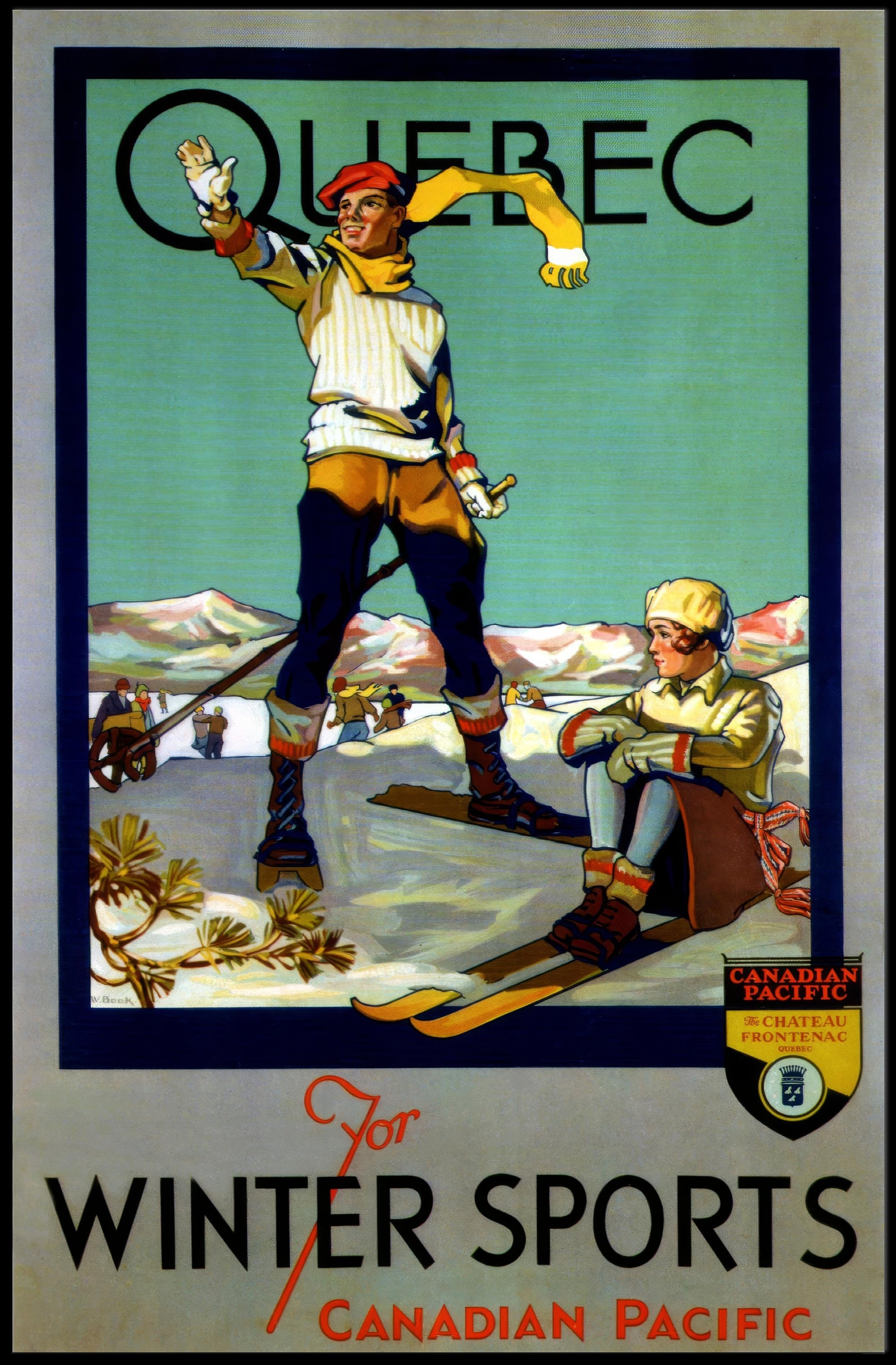 Winter Sports Adventure in Quebec Travel Poster PosterGoat