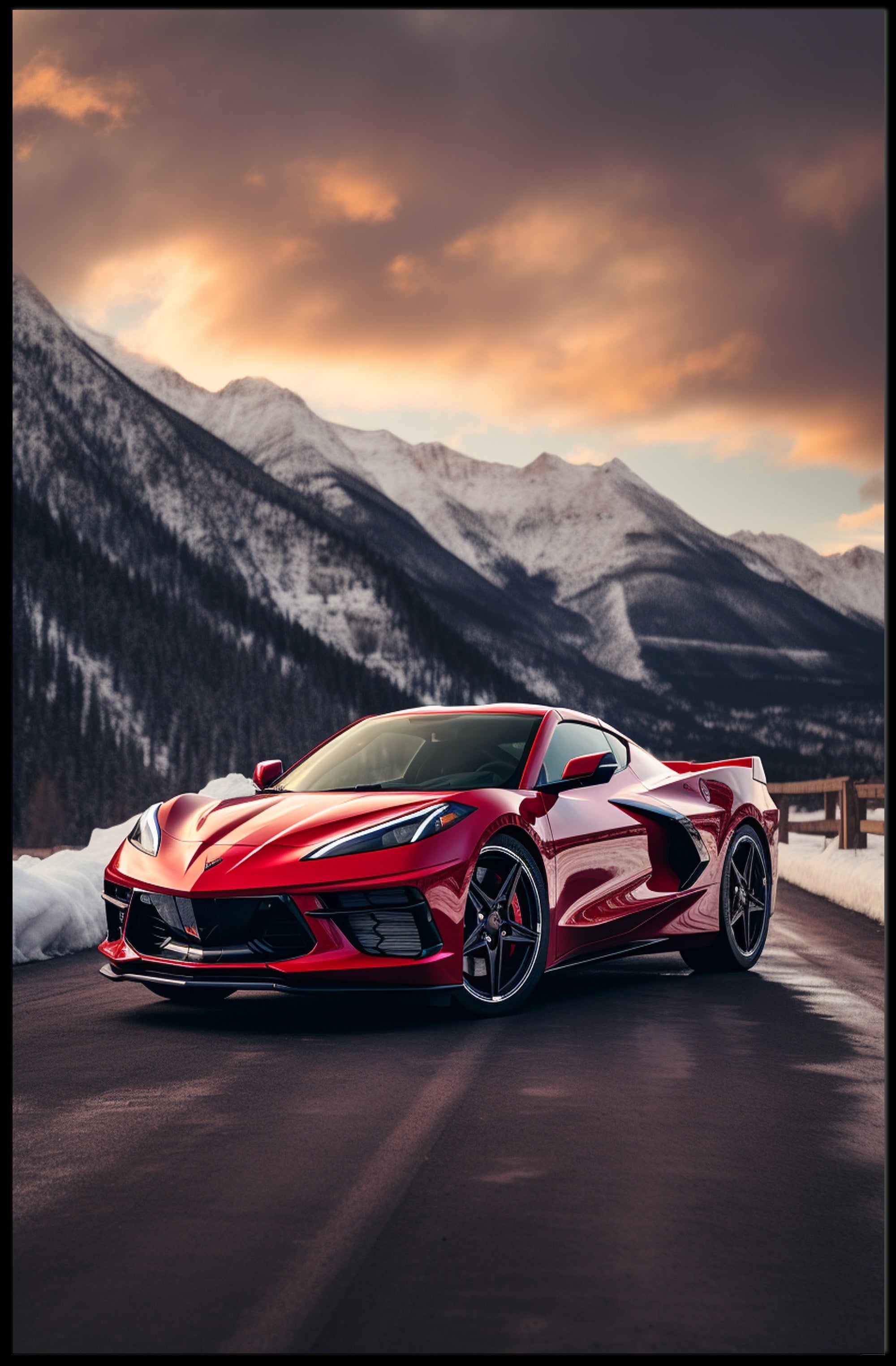 Sleek Performance in a Winter Wonderland Poster PosterGoat