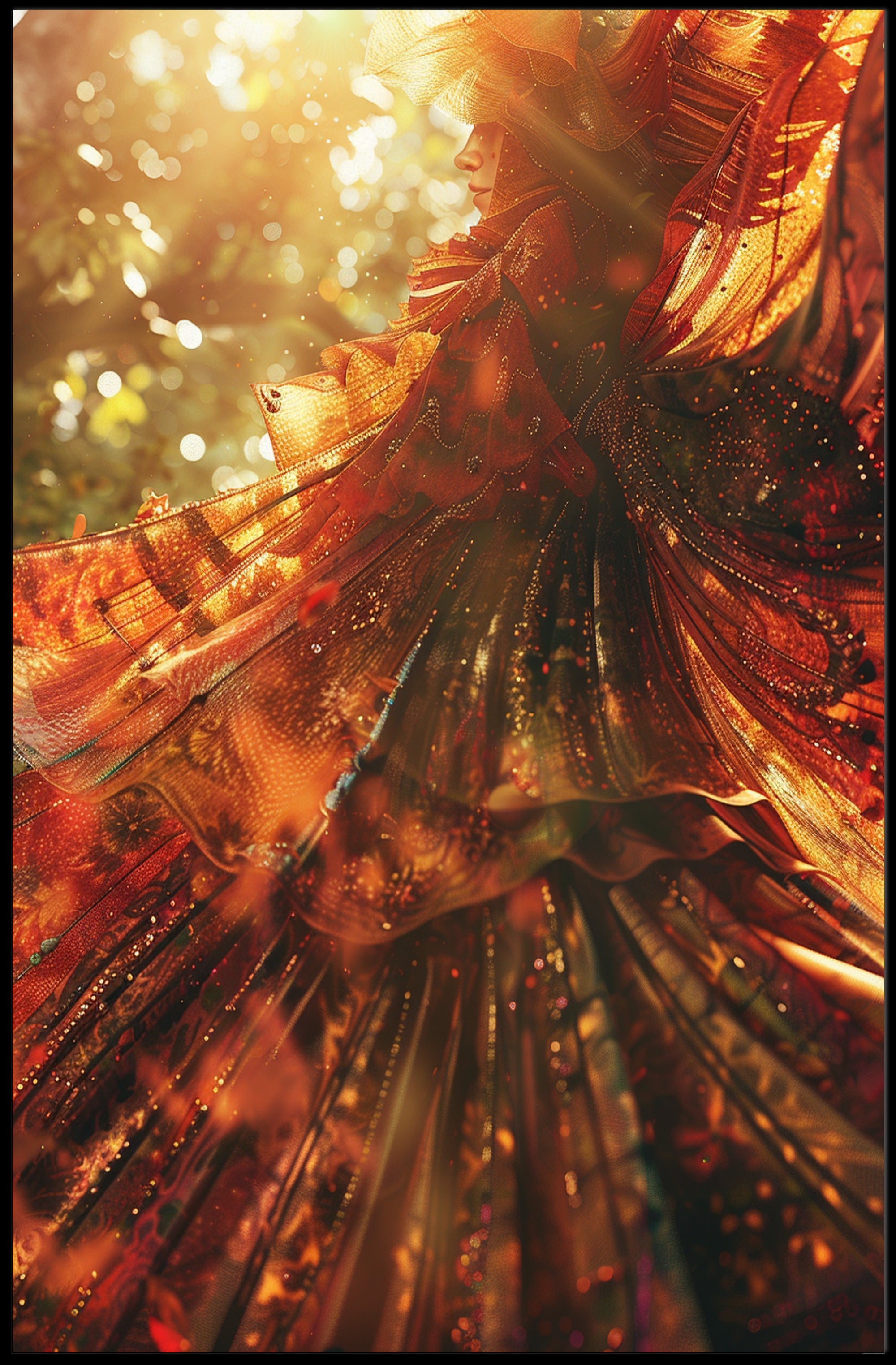 Mystical Enchantment in Grand Candle-Lit Library Poster PosterGoat