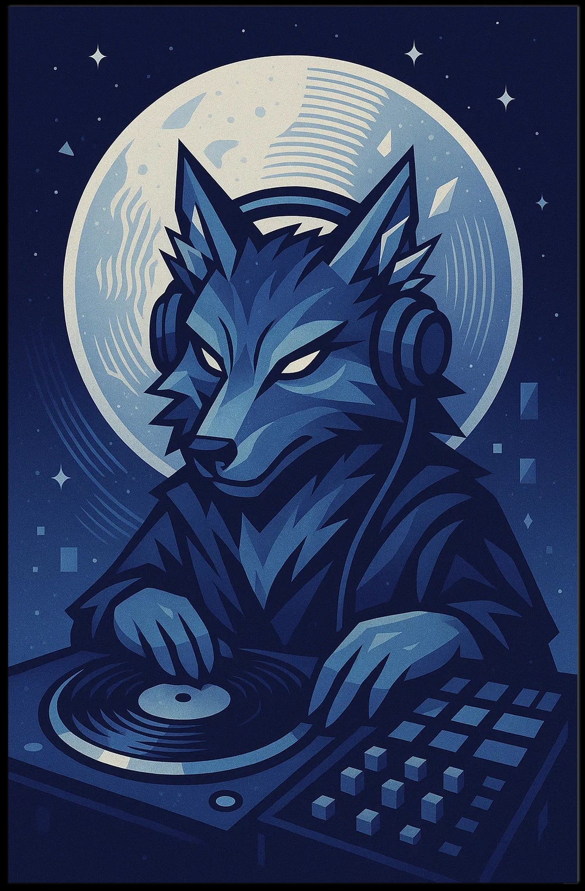Dj Wolf Under The Moon Poster