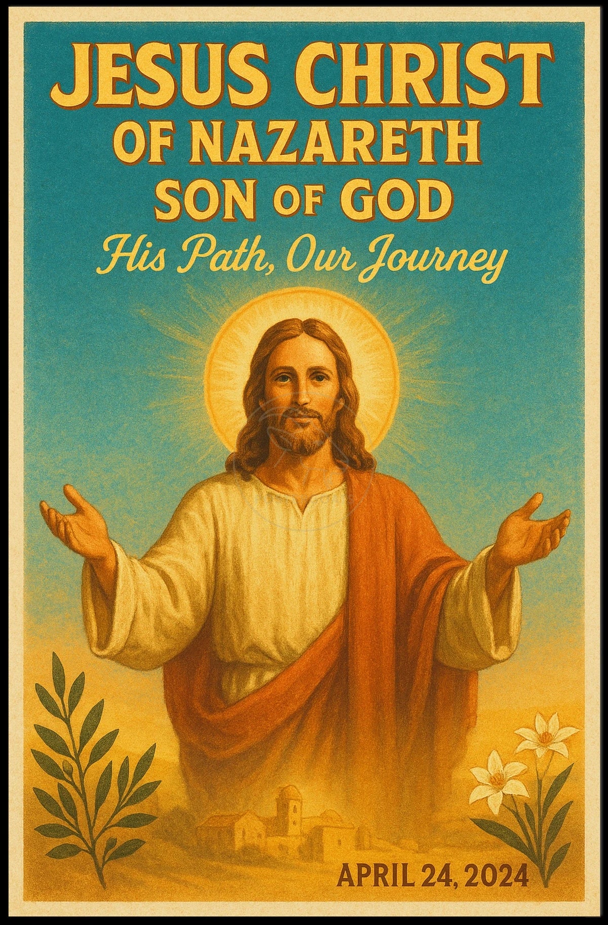 Sacred Jesus Vintage Art Religious Heritage Poster