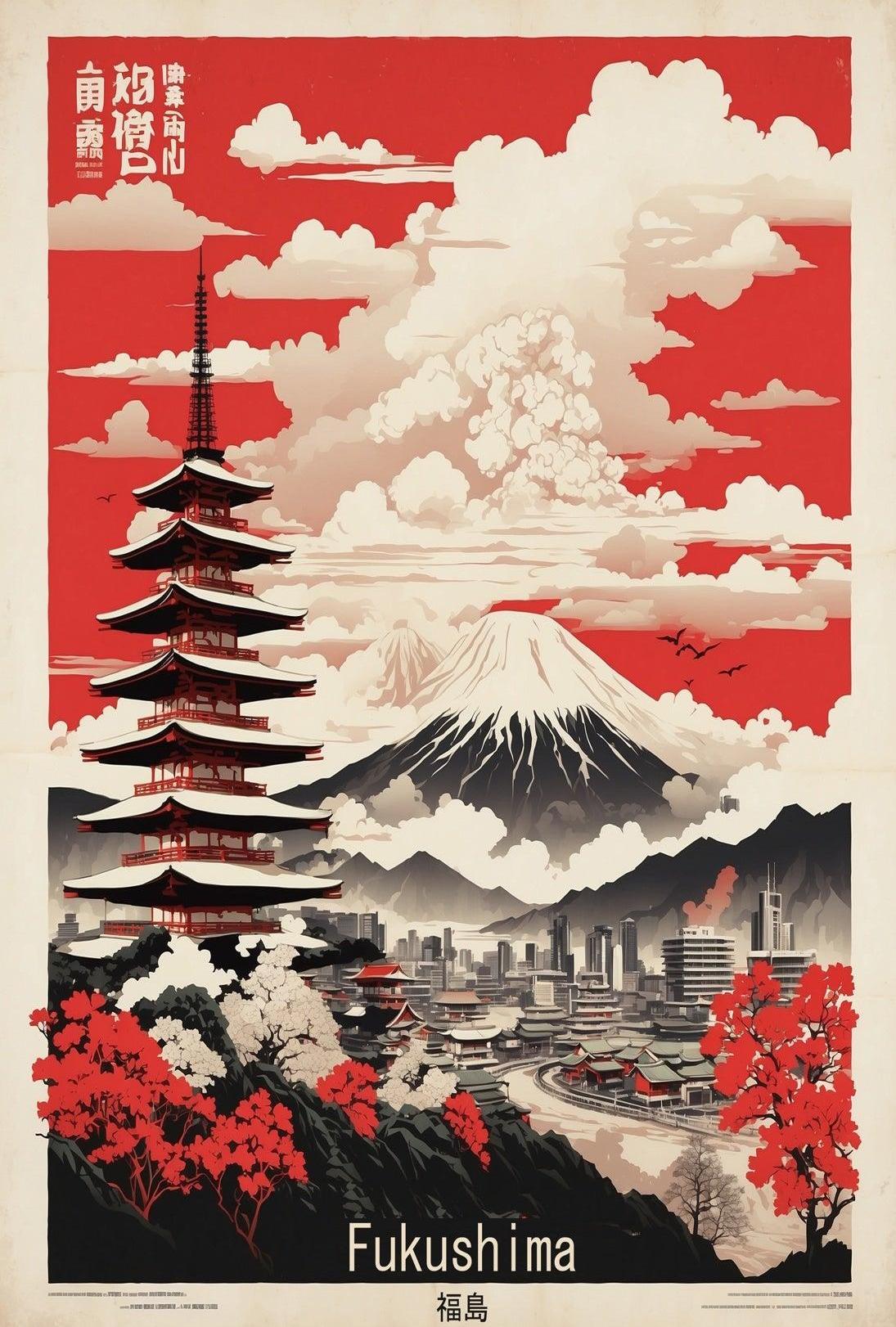 Fukushima Modern Tradition Blend Travel Poster