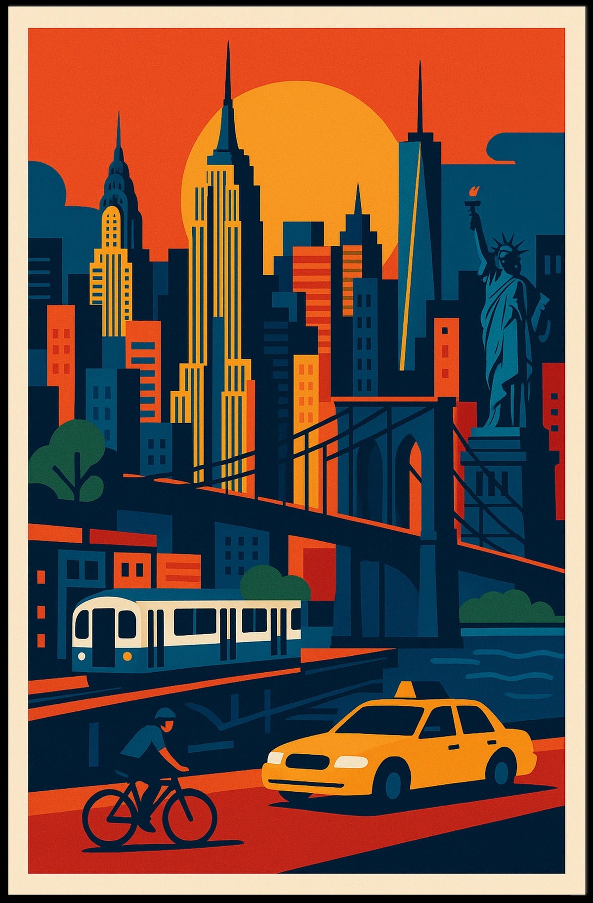 Urban Symphony Cityscape Poster Vibrant Sunset City Living