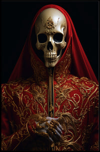 Regal Elegance In Red And Gold Poster PosterGoat