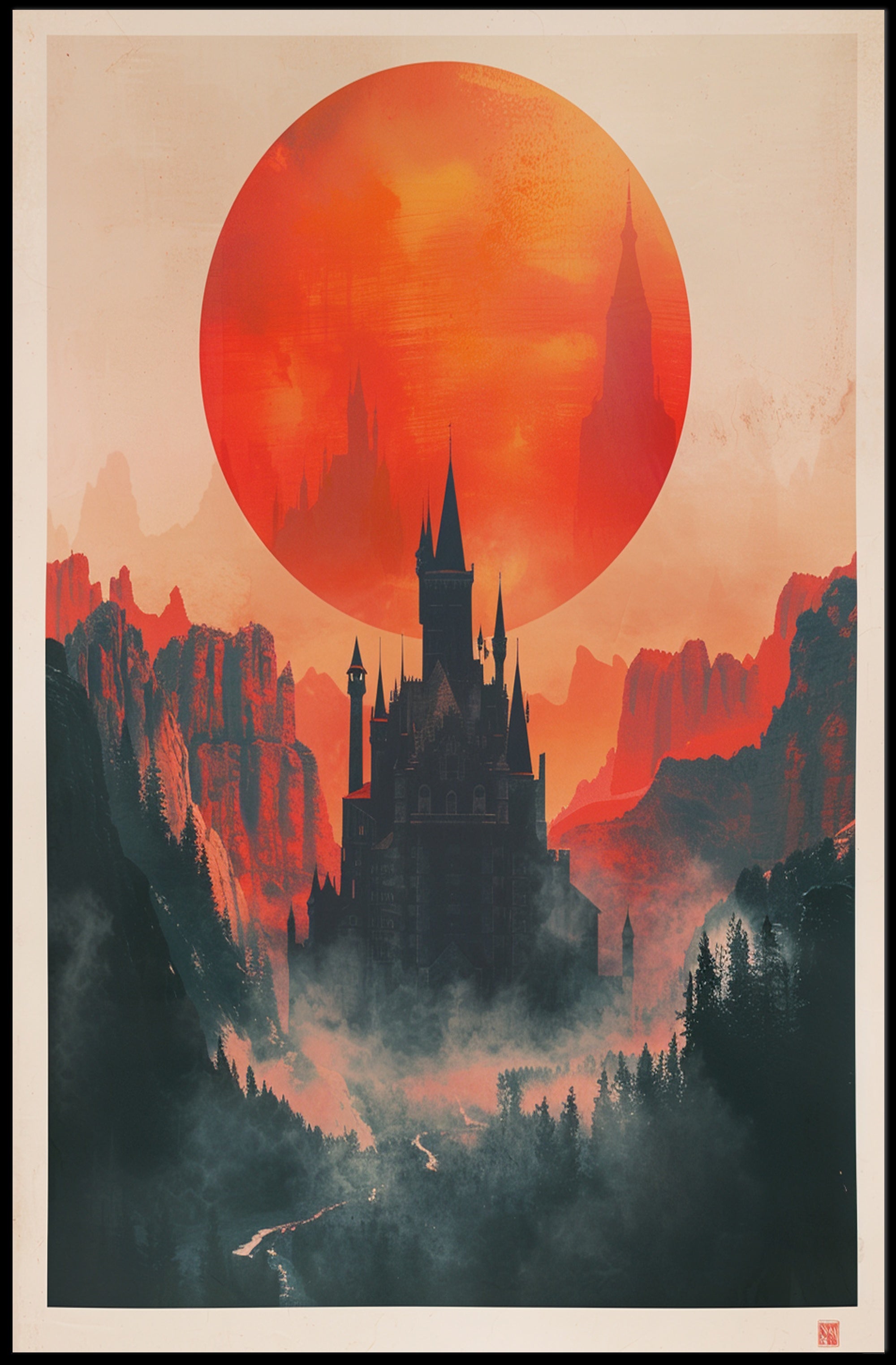 Castle Under the Red Sun Poster PosterGoat
