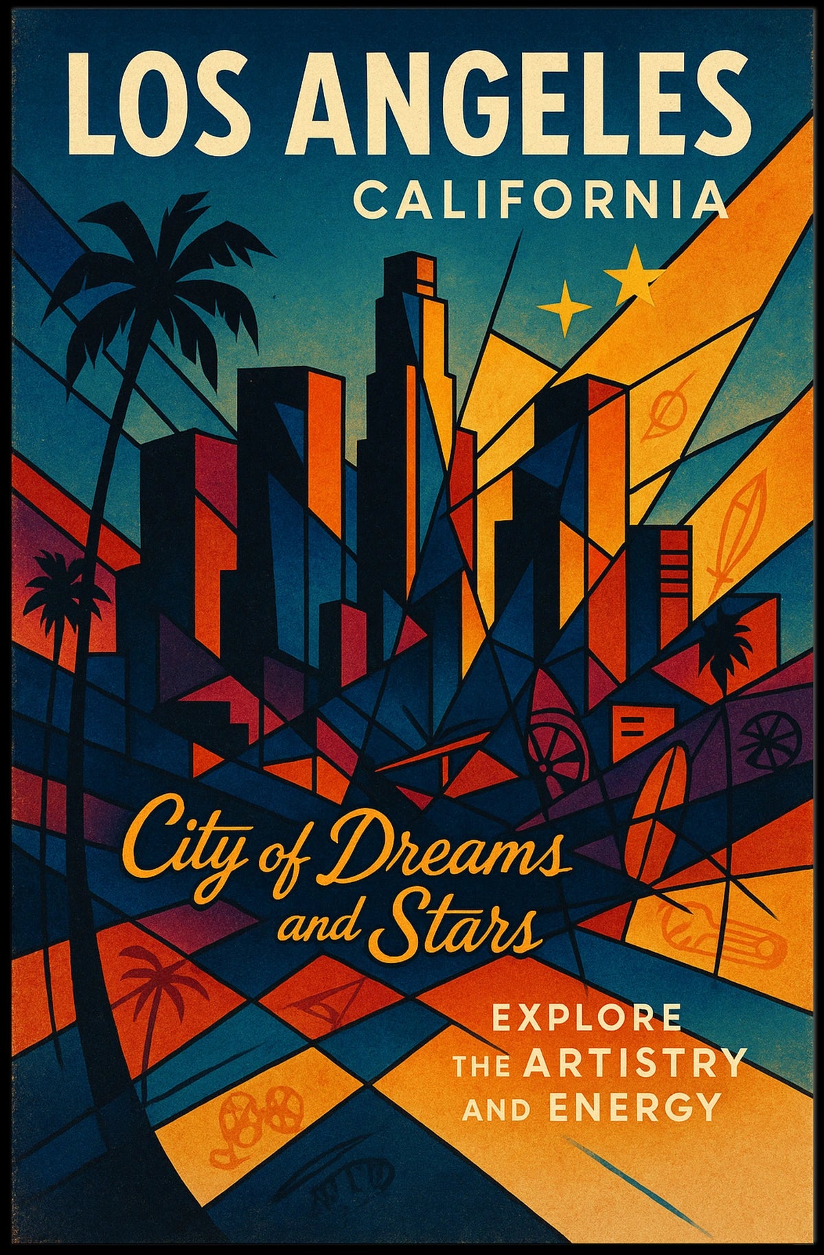 Los Angeles City Of Dreams And Stars Poster
