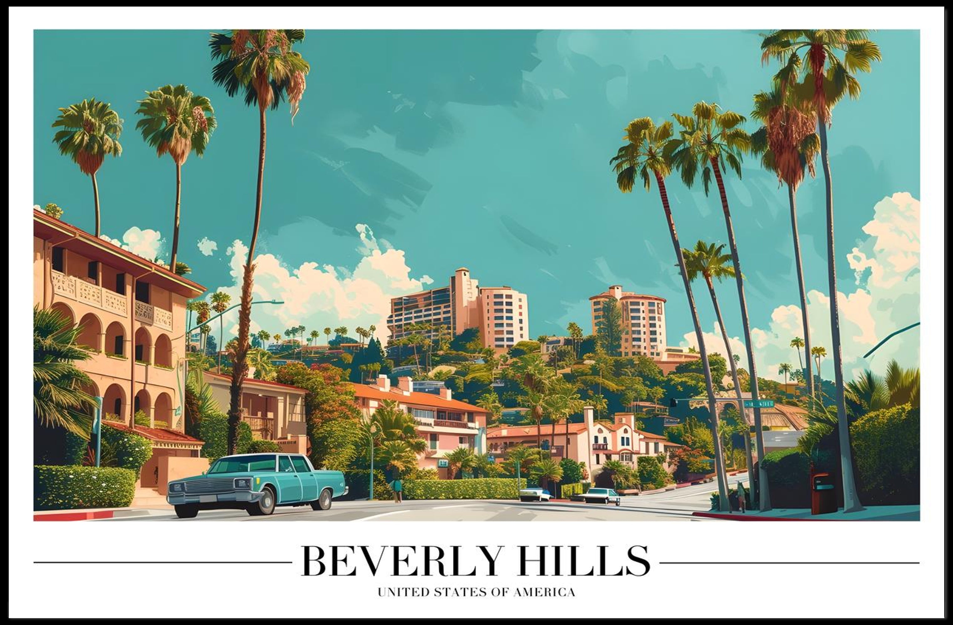 Beverly Hills Glamour Sunlit Streets Urban or Cityscape Poster