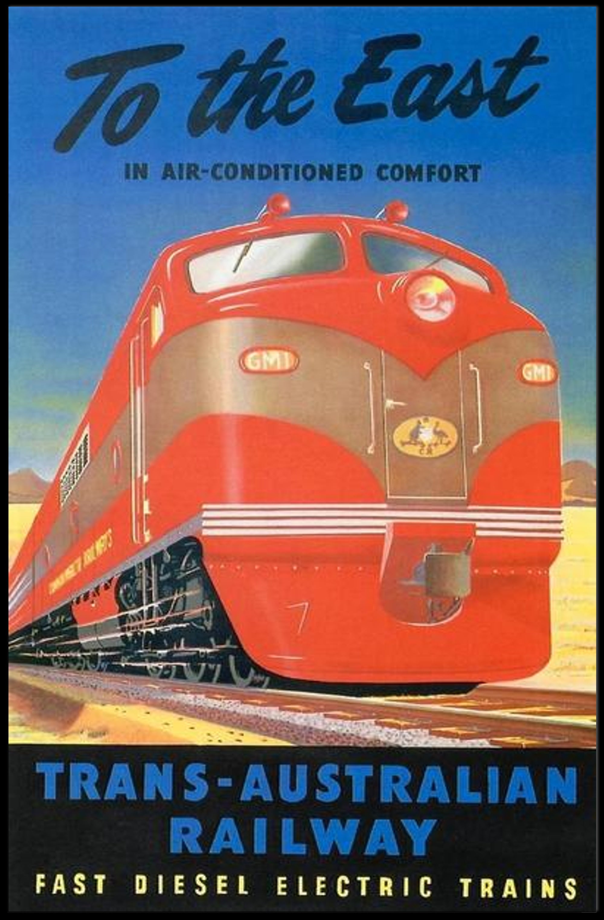 Journey to the East with Trans-Australian Railway Poster PosterGoat