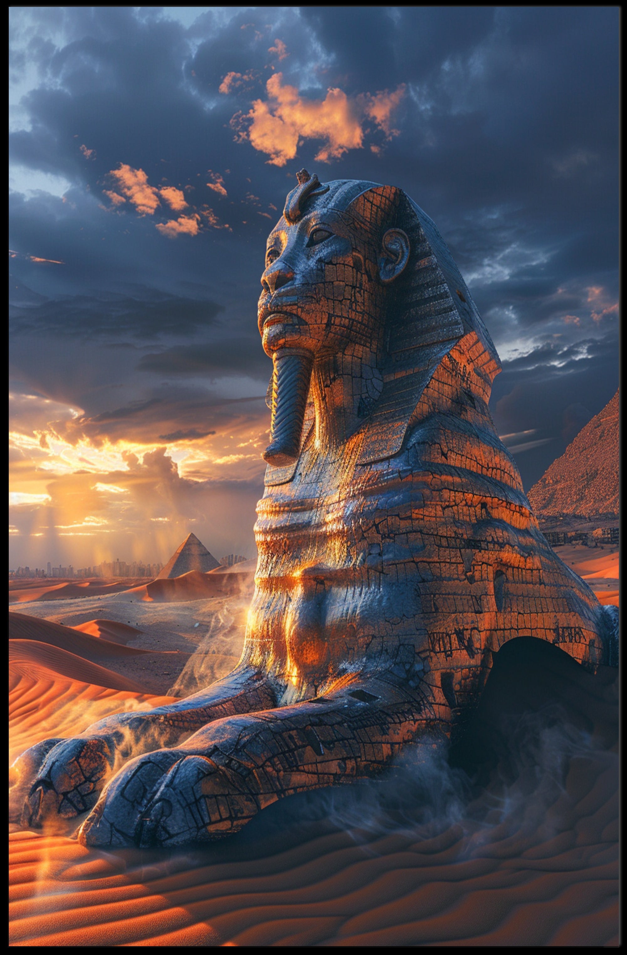 Mystical Sphinx Sunset Cultural or Heritage Poster PosterGoat