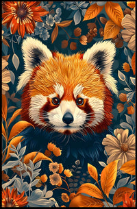 Red Panda in Bloom Wall Art Print