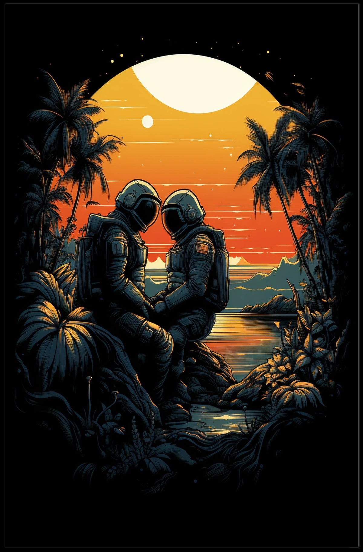 Cosmic Sunset Encounter Poster