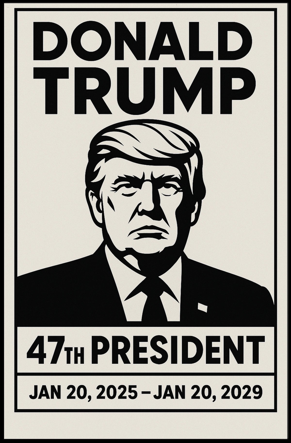 Trump Commanding Presence Monochrome Poster