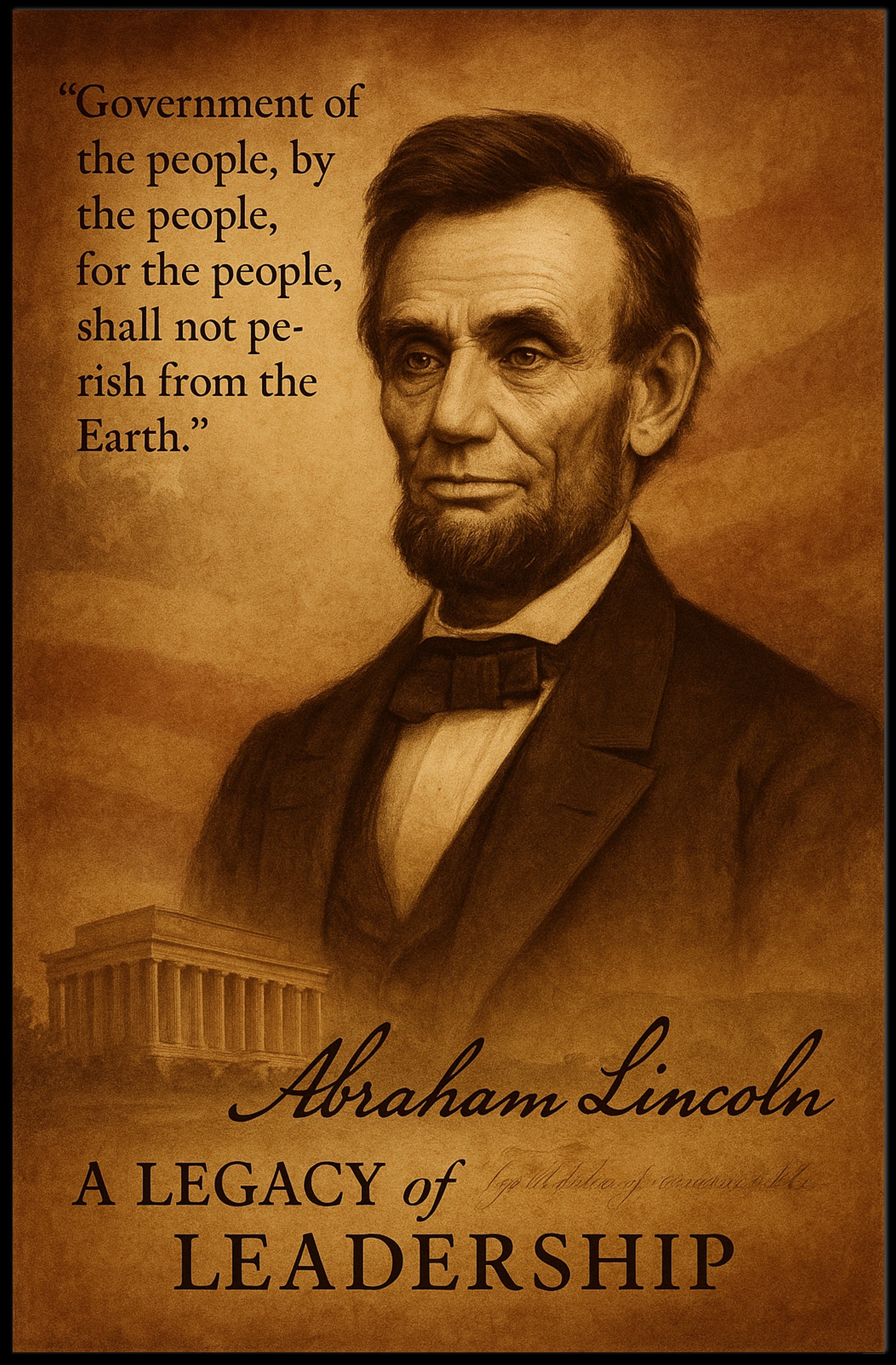 Portrait of Historical Figure with Iconic Landmark: Presidential Poster