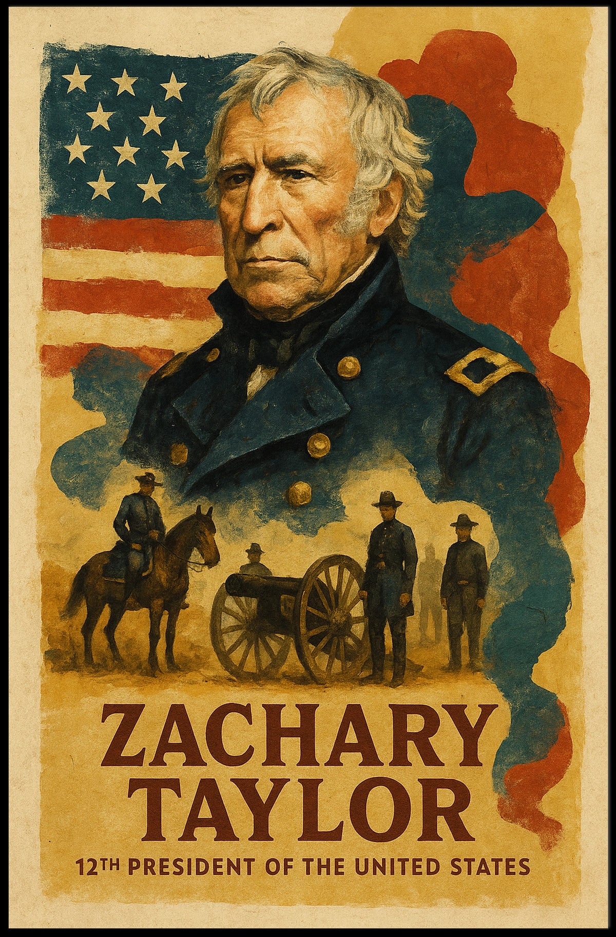 Zachary Taylor 12th President of the United States Layered Digital Collage Poster