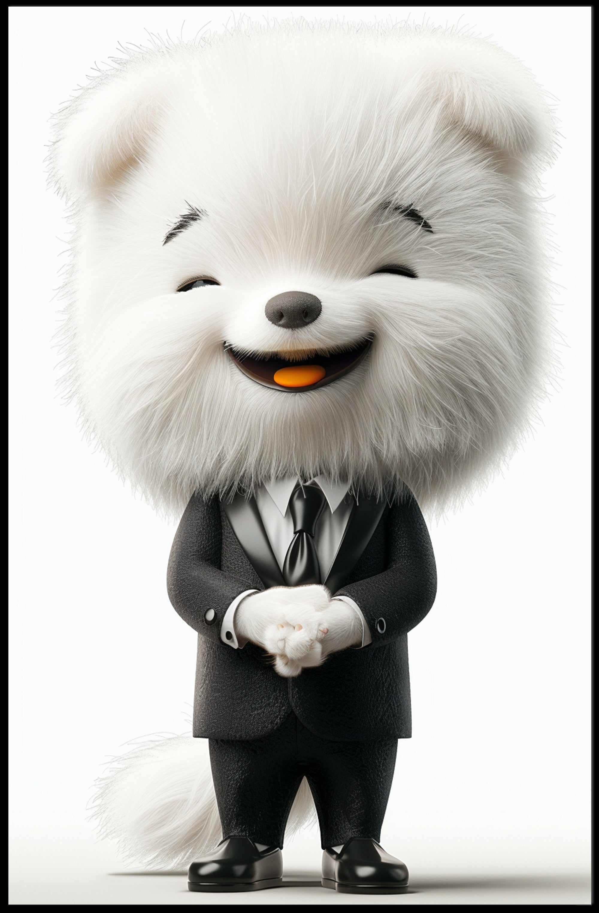 Elegant Anthropomorphic Dog Cartoon in Formal Suit Poster PosterGoat