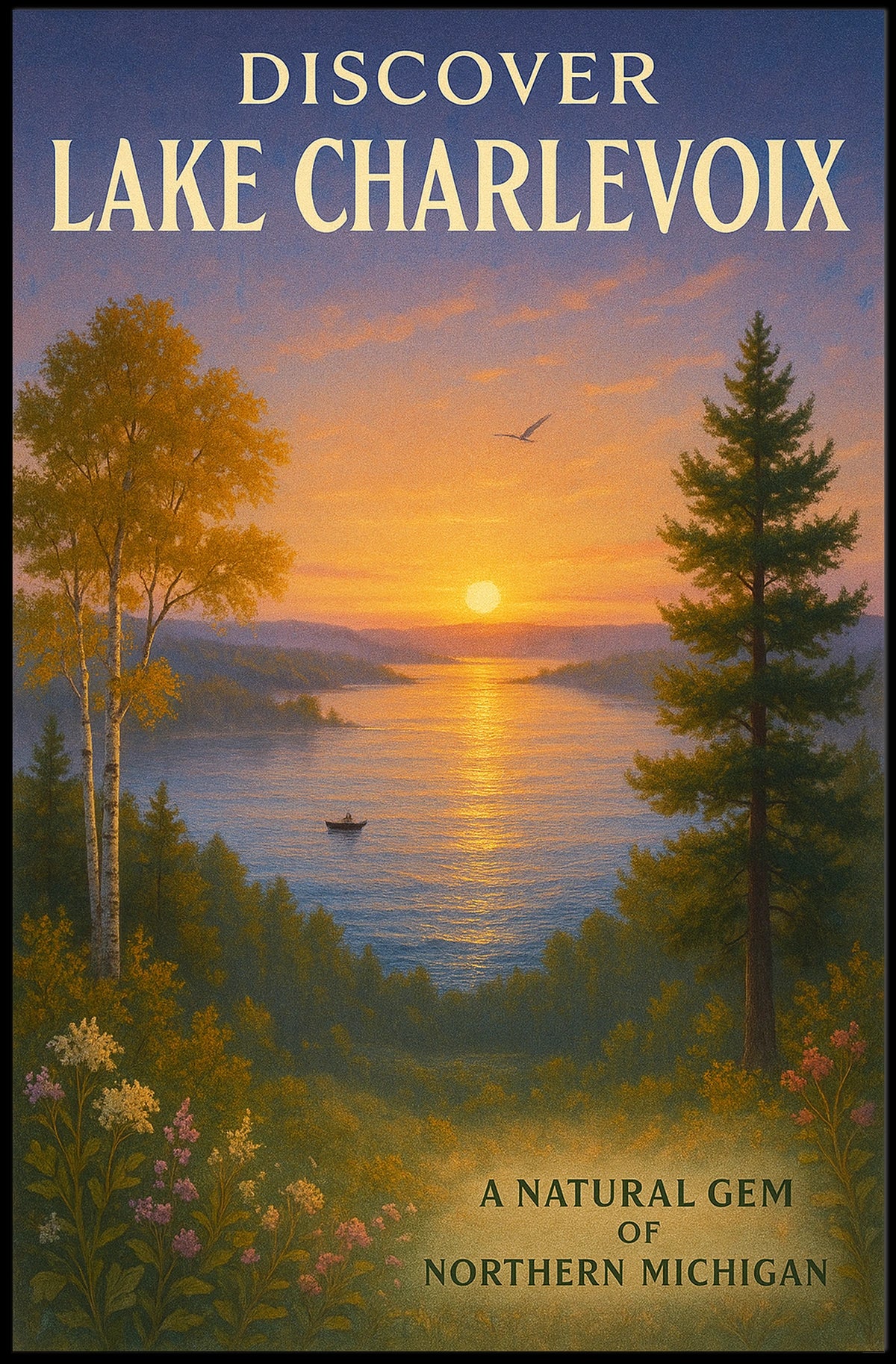 Discover Lake Charlevoix Serene Travel Poster