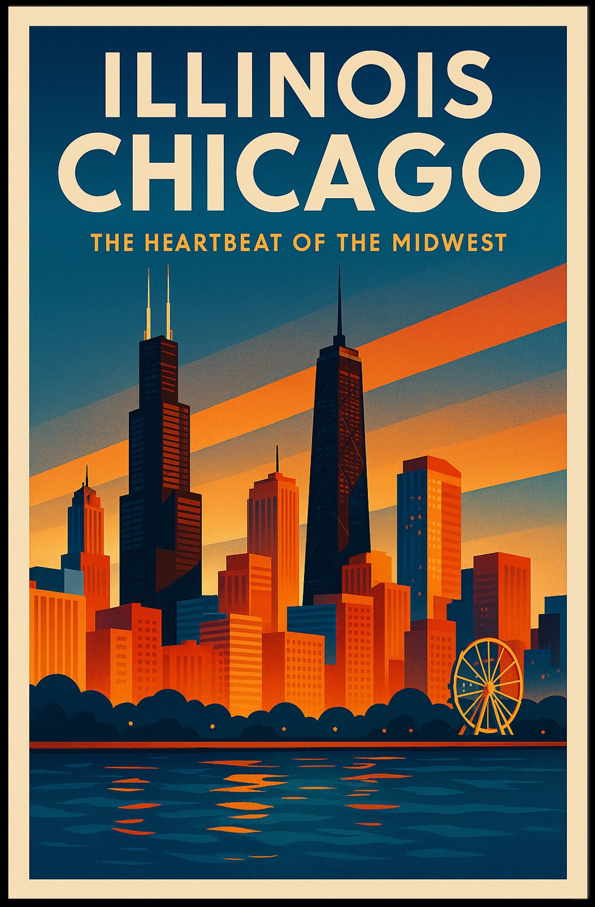 Illinois Chicago The Heartbeat of the Midwest Poster