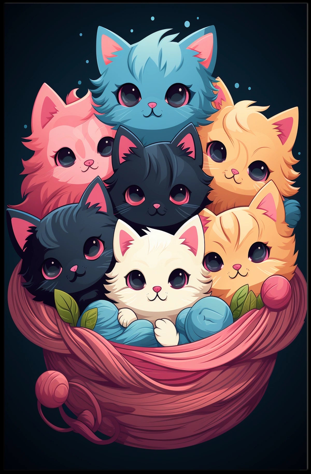 Basket Of Kittens Poster