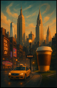 New York City Poster Modern Urban Nightlife Wall Art