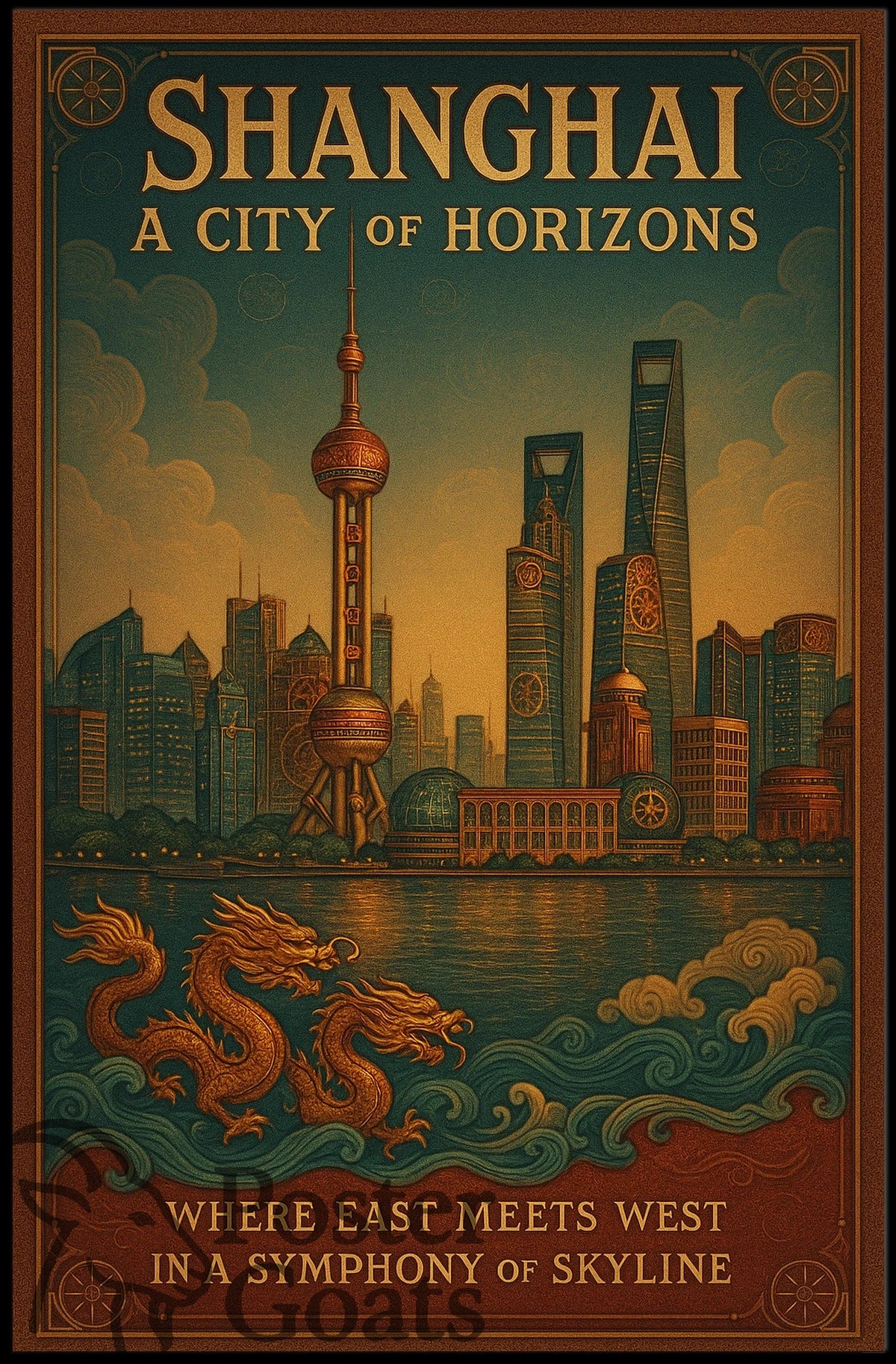 Shanghai Skyline Travel Poster