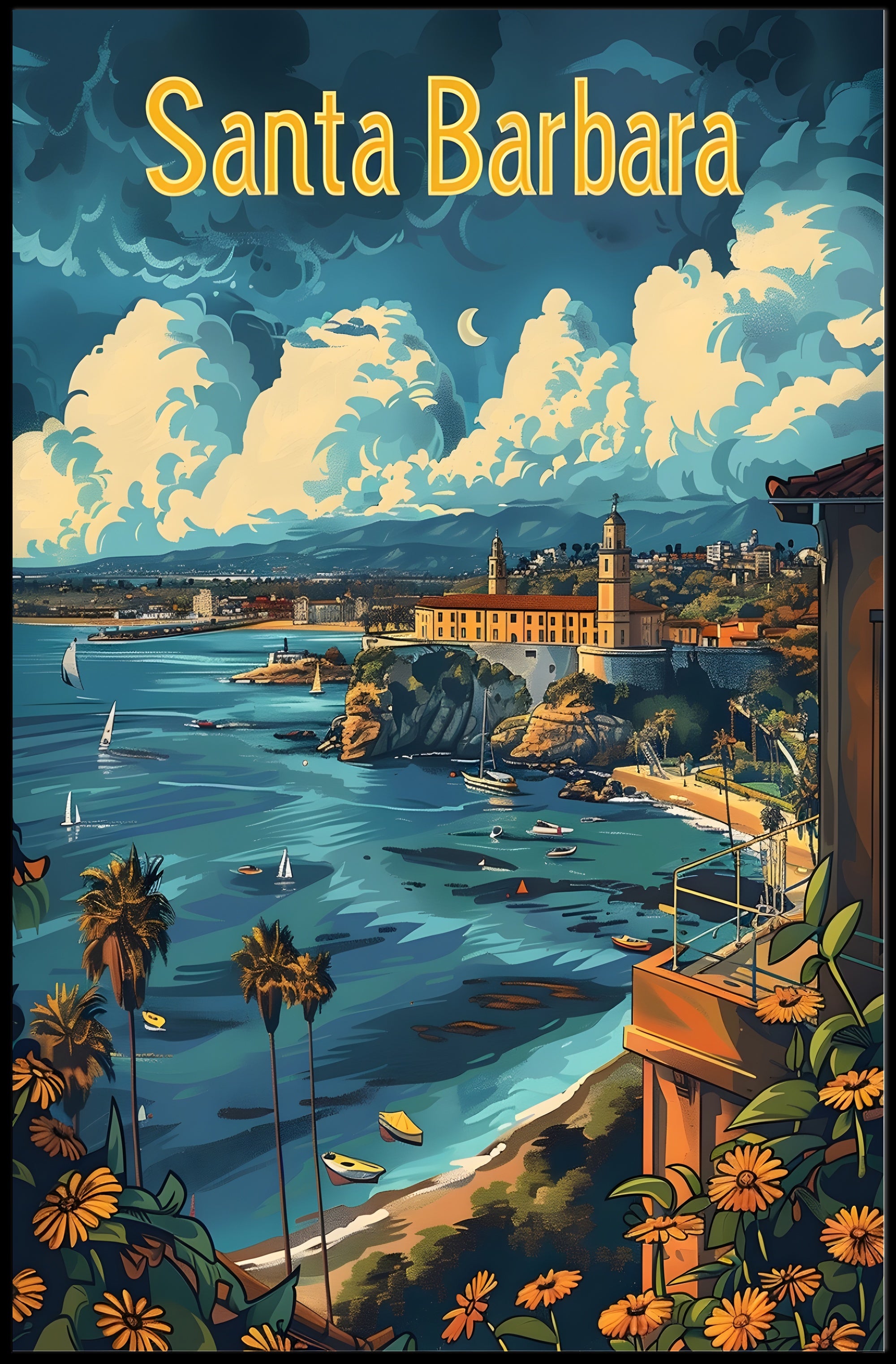 Santa Barbara Coastal Charm Travel Poster