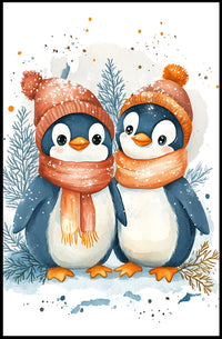 Charming Winter Penguins in Whimsical Animal Poster
