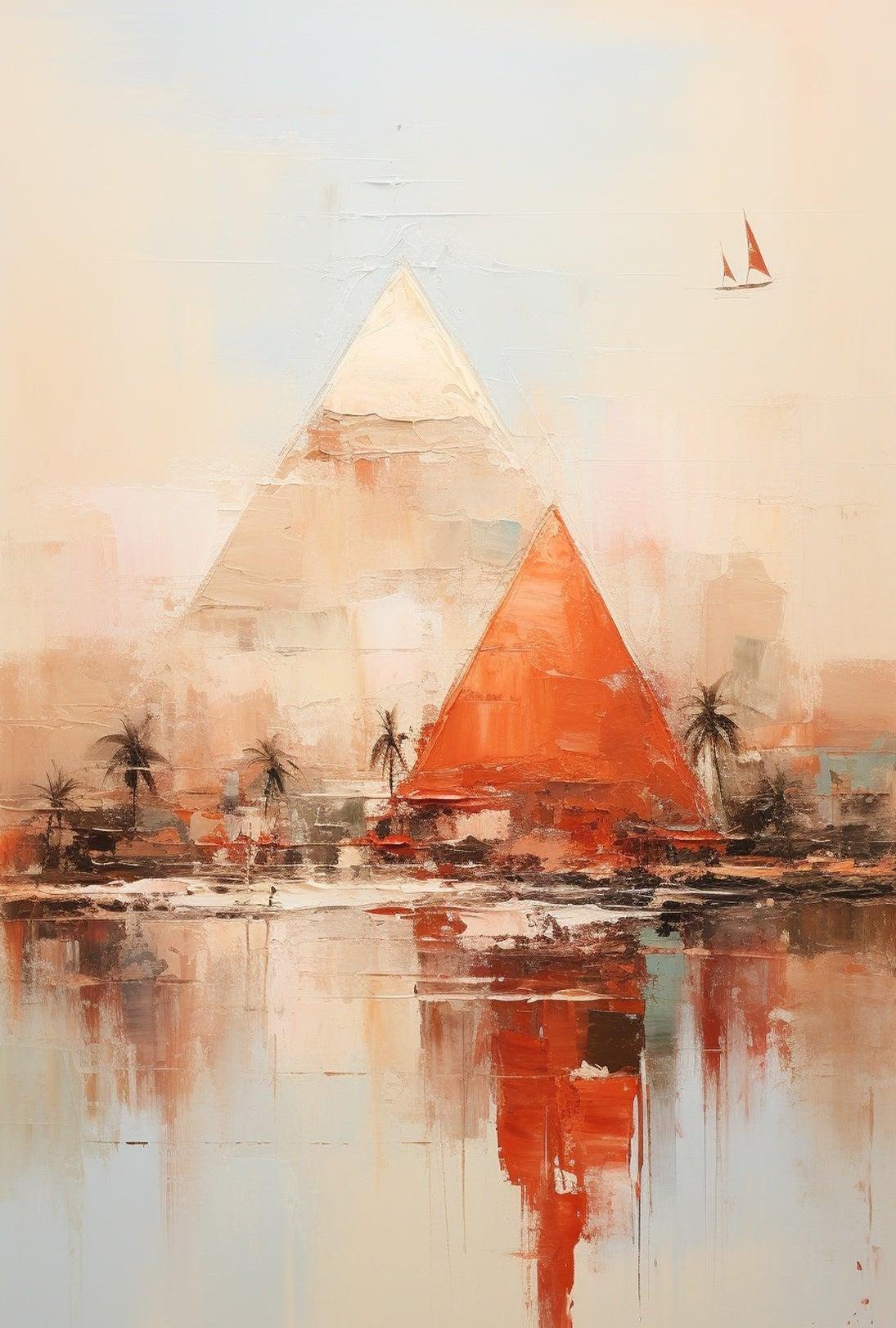 Egyptian Adventure Pyramids Desert Journey Artistic Abstract Poster