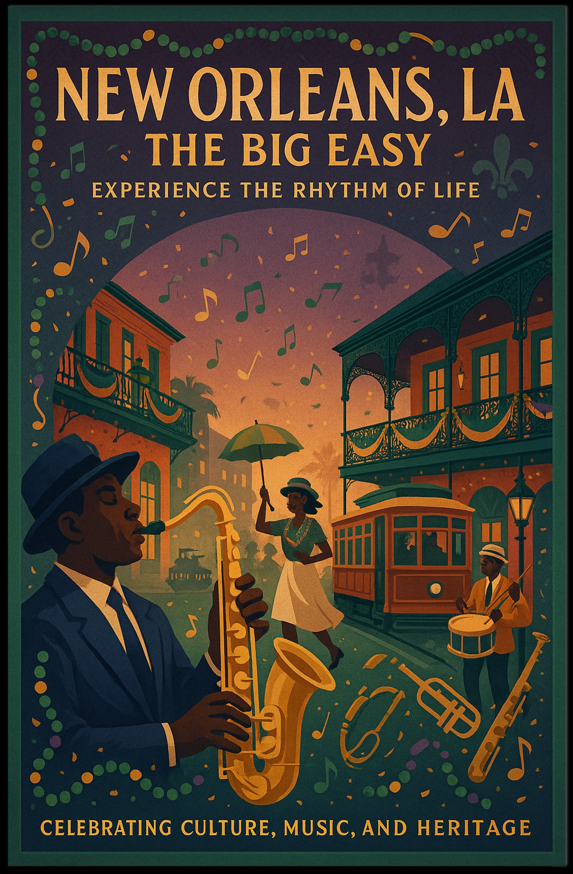 New Orleans Celebration Vintage Cultural or Heritage Poster