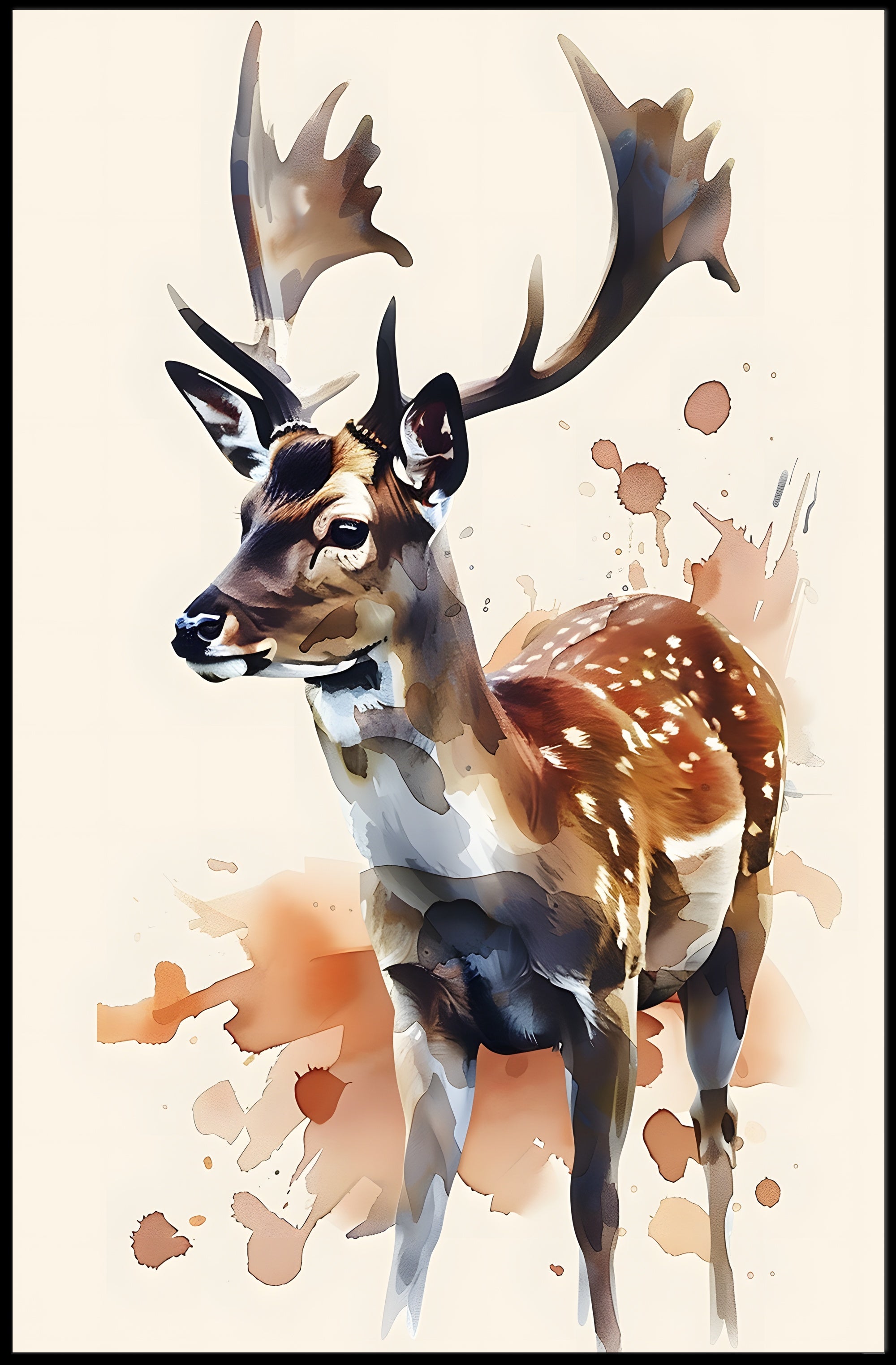 Majestic Deer Wildlife Poster Vintage Nature Print