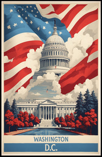United States Capitol Vintage Artistic Patriotic Political Poster