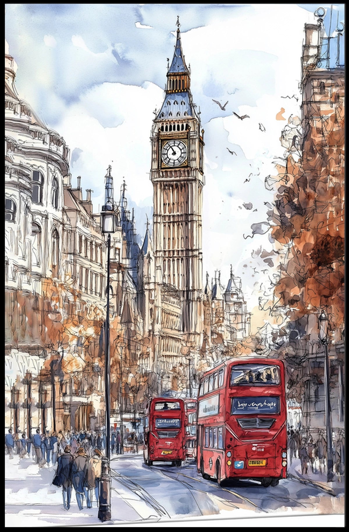 UK London Big Ben Street View Poster
