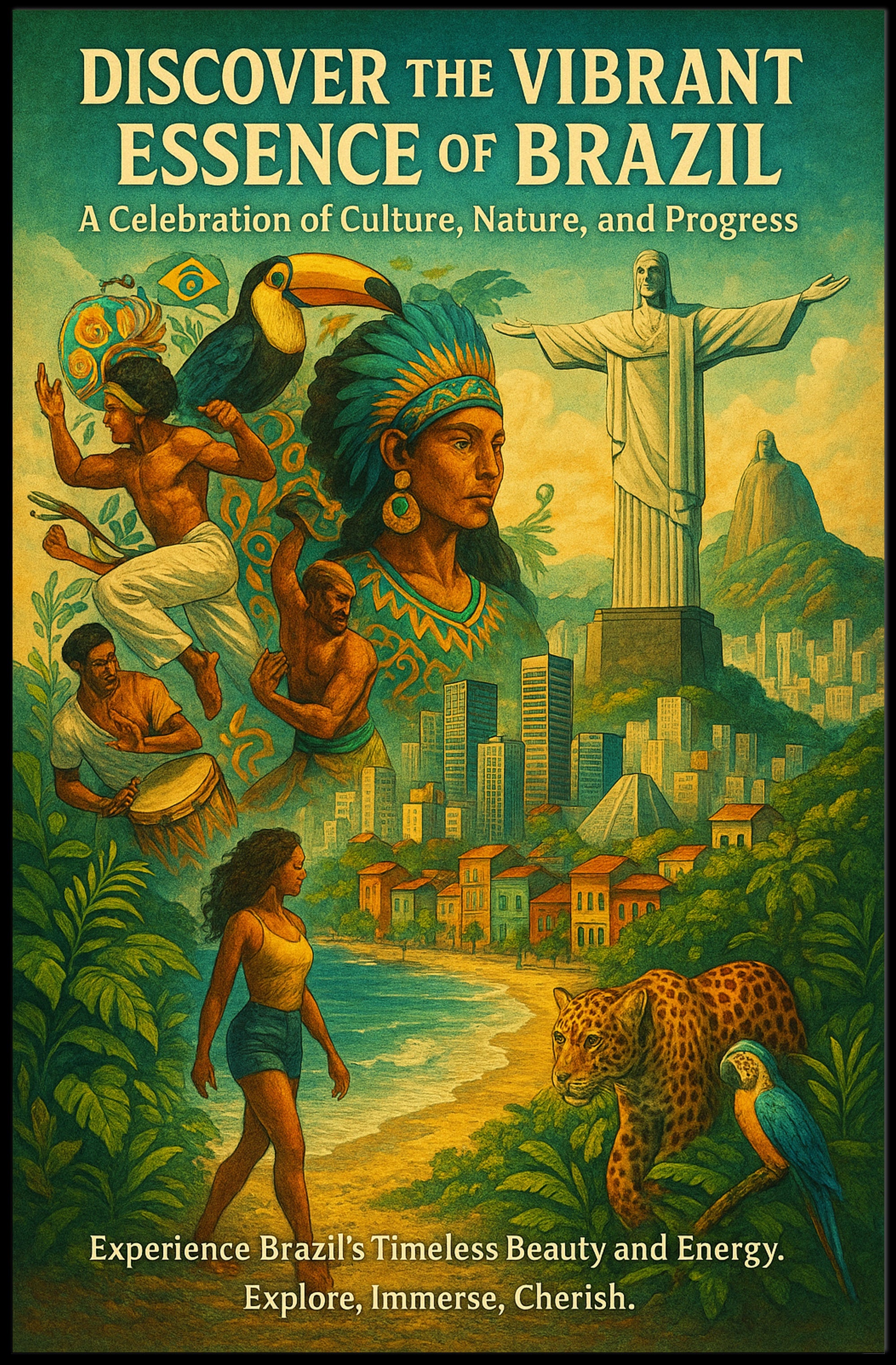 Brazil's Essence Captured: A Cultural or Heritage Poster
