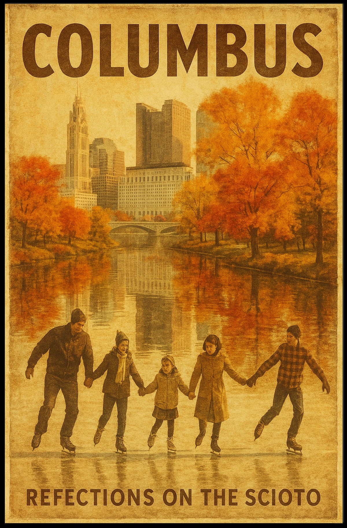 Columbus Reflections on the Scioto Poster